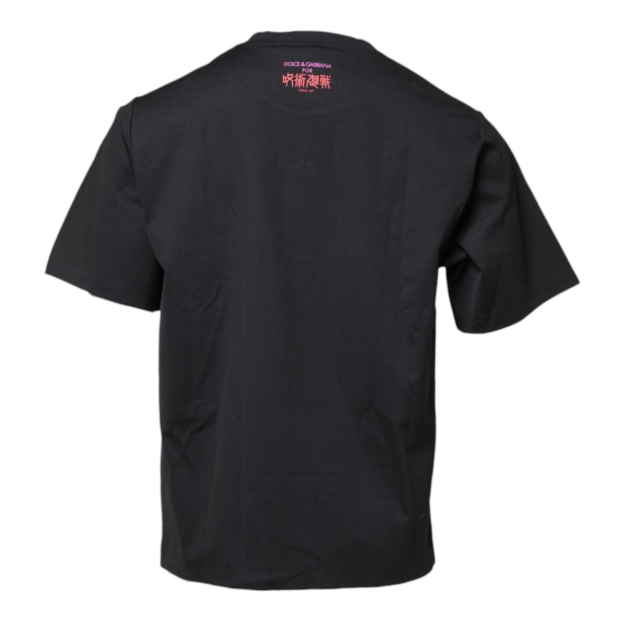 Dolce & Gabbana Black Cotton Graphic Print Crew Neck T-shirt