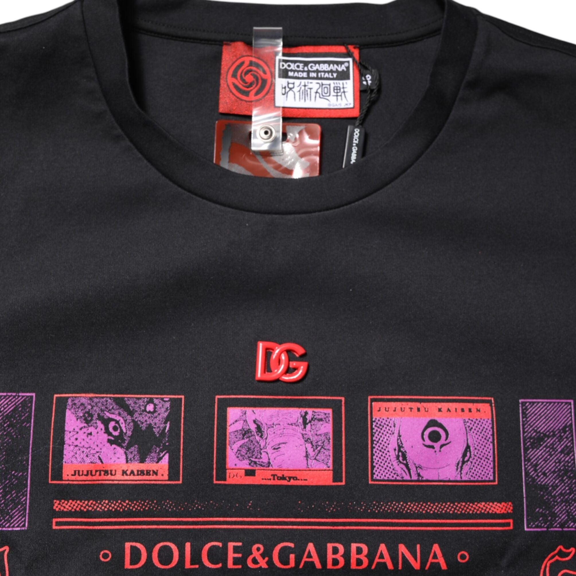 Dolce & Gabbana Black Cotton Graphic Print Crew Neck T-shirt