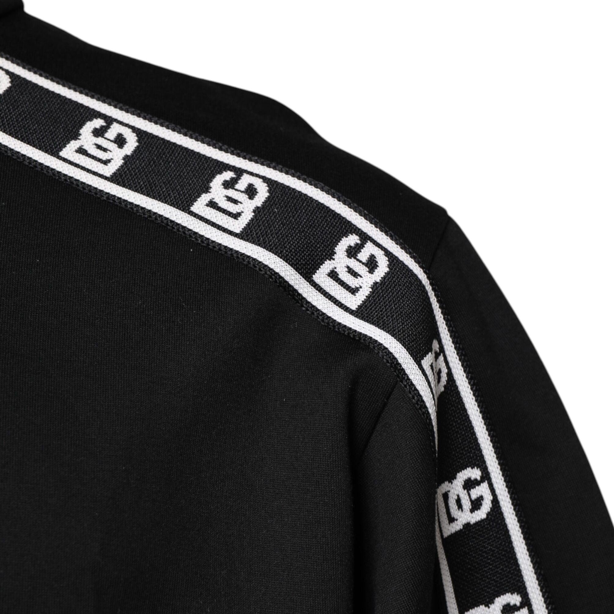 Dolce & Gabbana Black Cotton DG Print Turtleneck T-shirt
