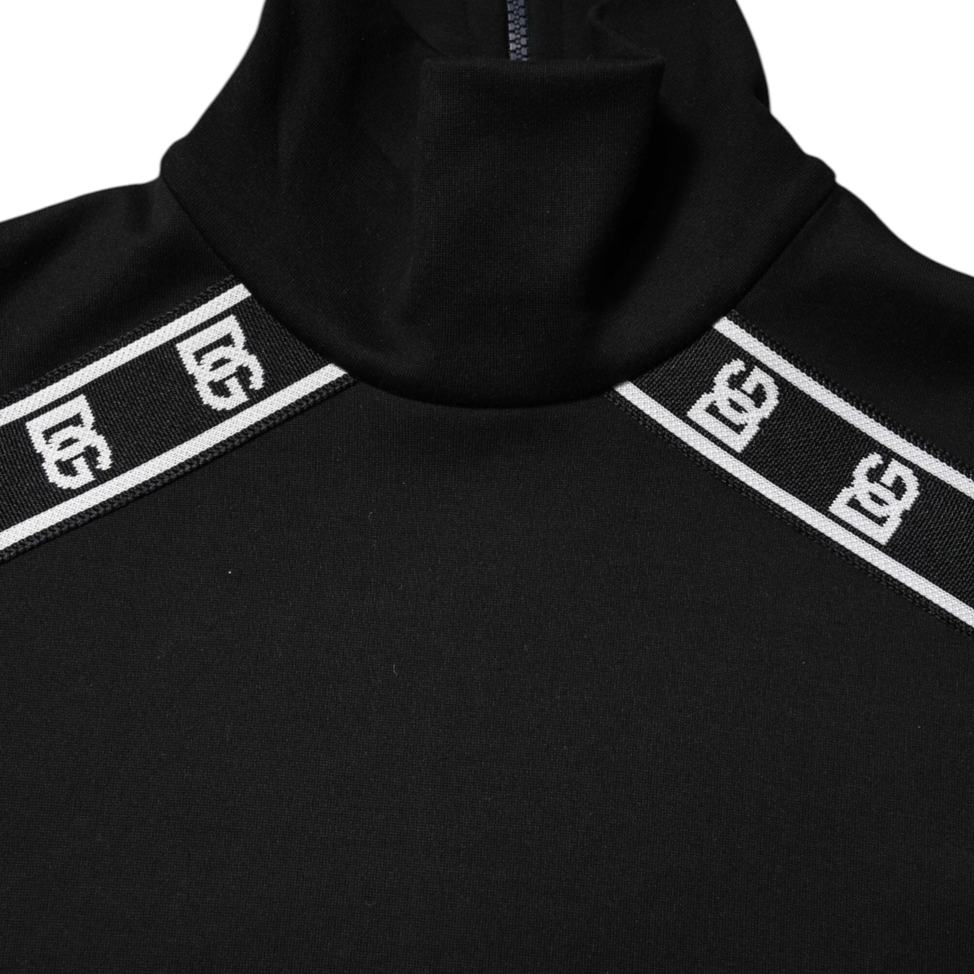 Dolce & Gabbana Black Cotton DG Print Turtleneck T-shirt