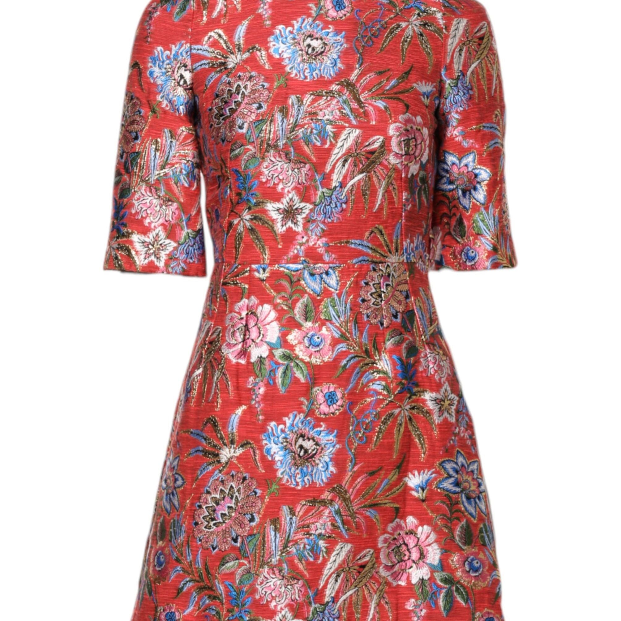 Dolce & Gabbana Red Floral Jacquard A-line Mini Dress