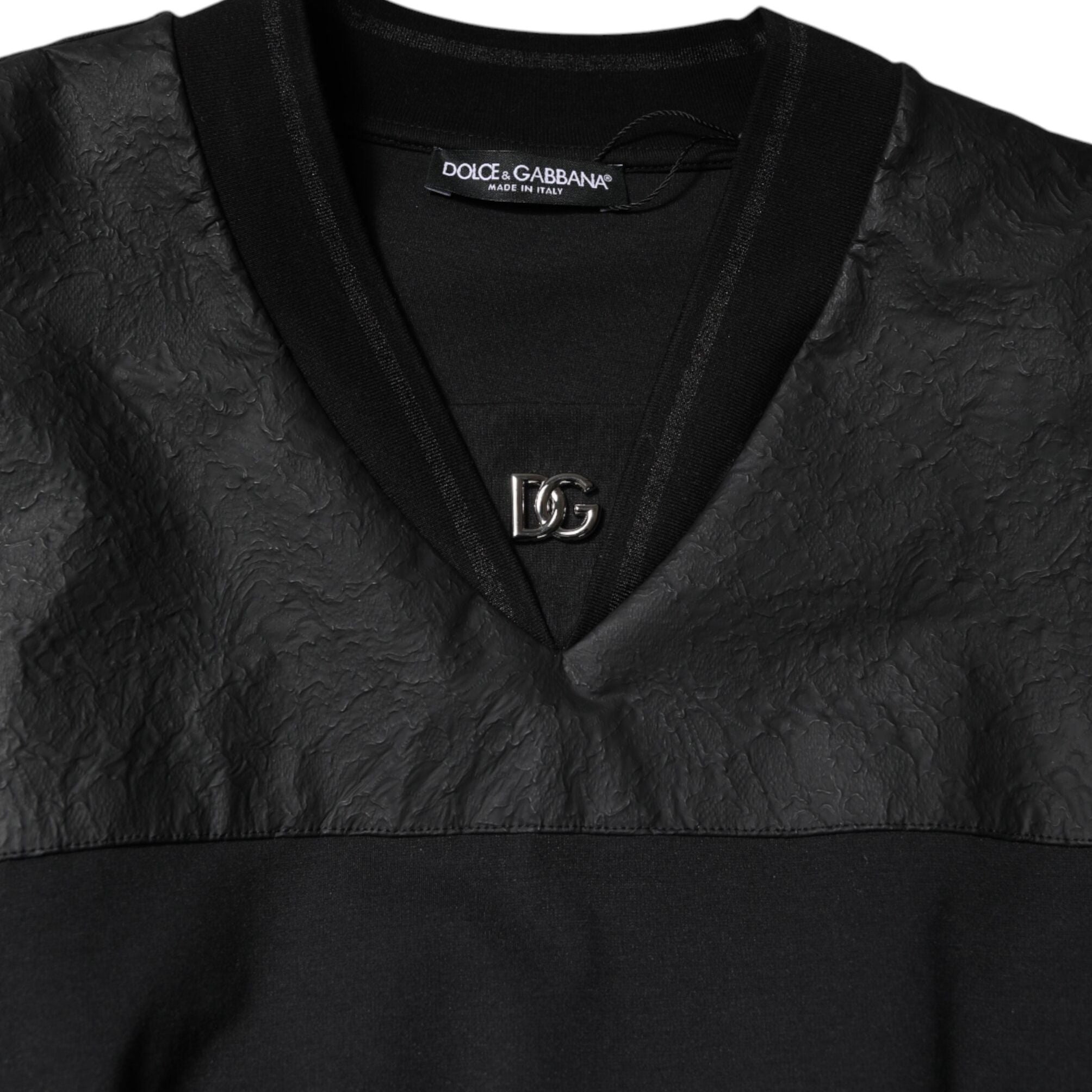 Dolce & Gabbana Black Cotton Short Sleeves V-neck T-shirt