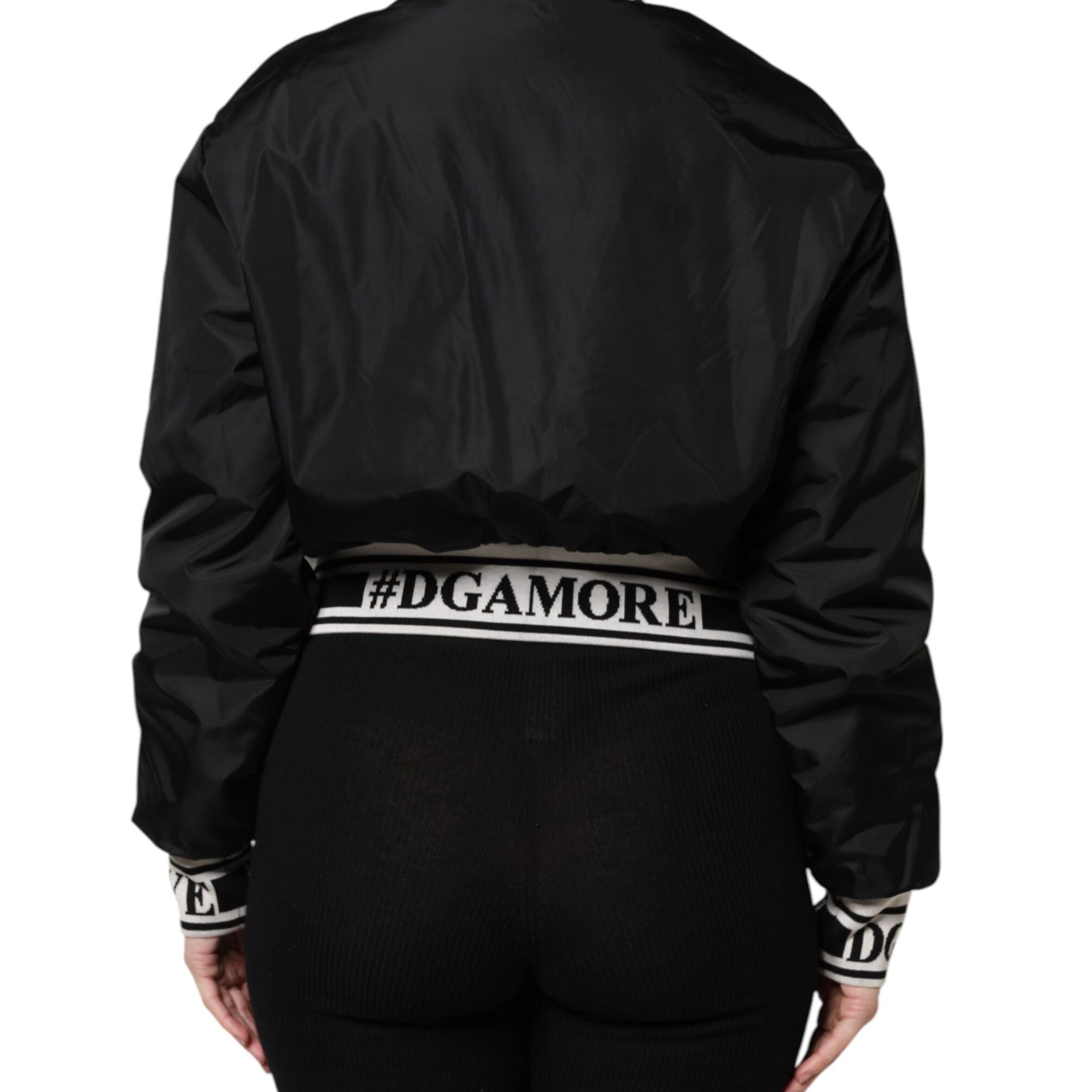 Dolce & Gabbana Black Nylon #DGFamily Full Zip Bomber Jacket