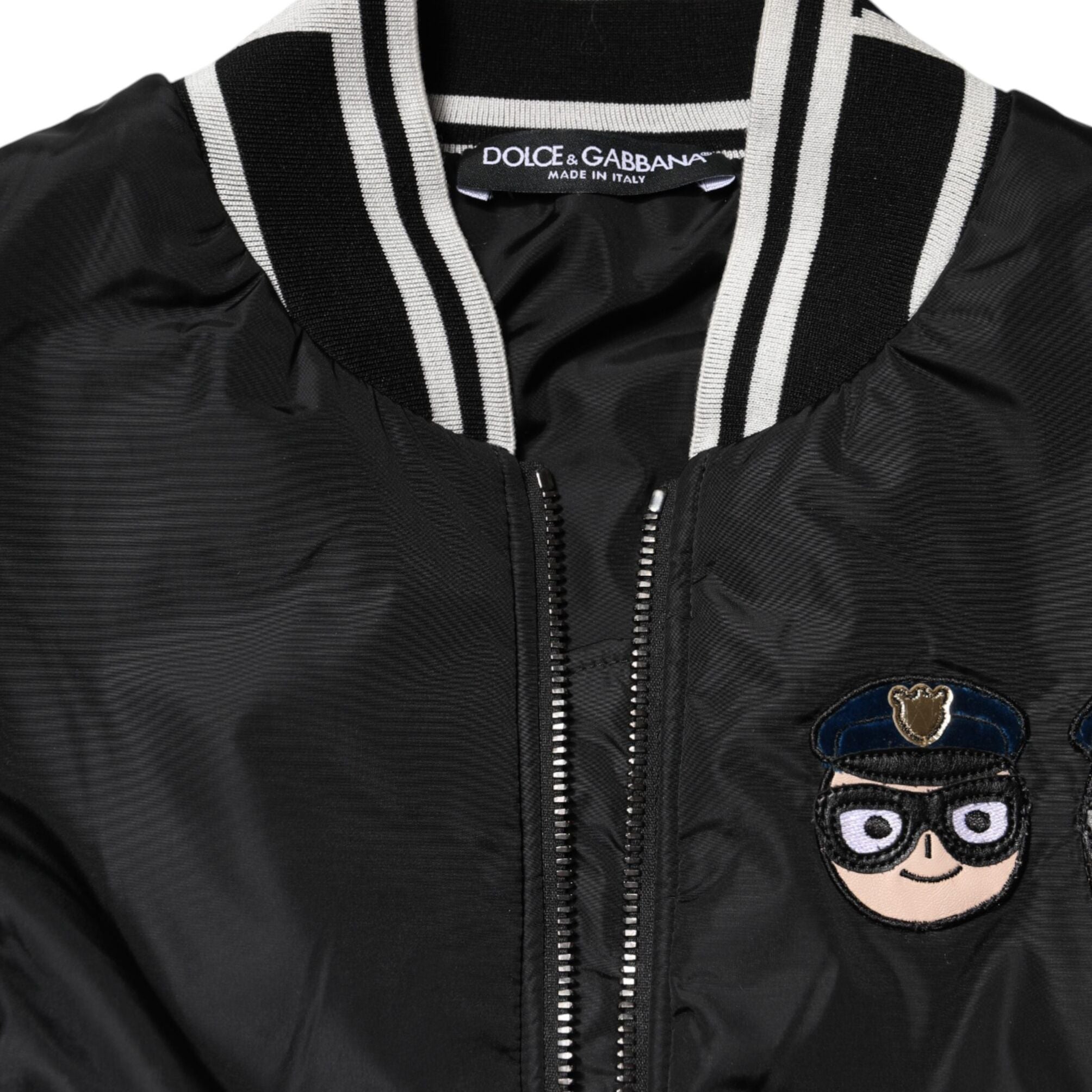 Dolce & Gabbana Black Nylon #DGFamily Full Zip Bomber Jacket