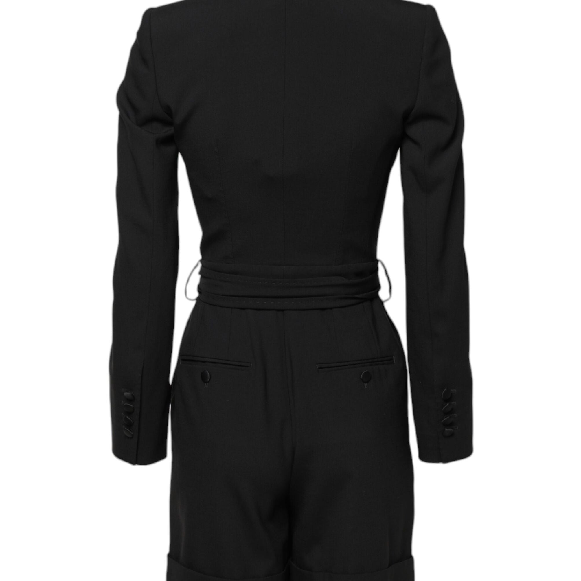 Dolce & Gabbana Black Wool Jumpsuit Dress Women Coat Jacket