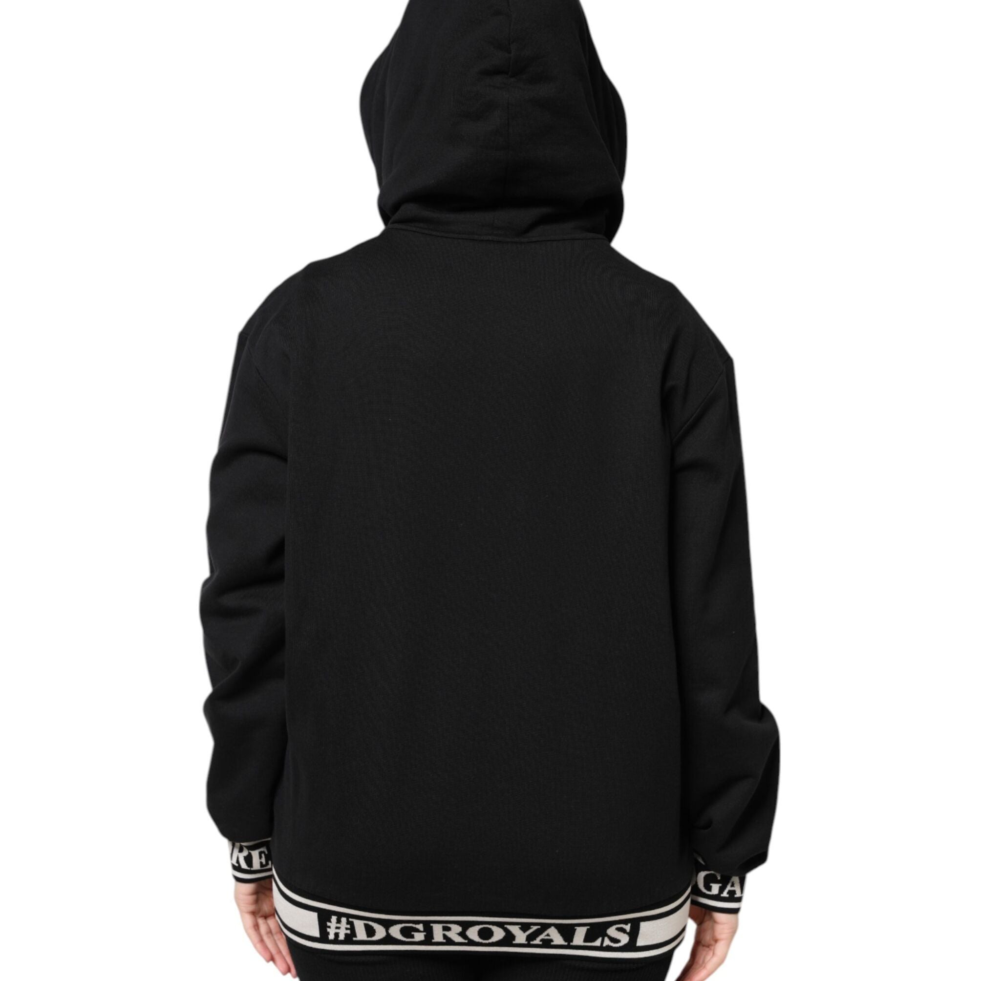 Dolce & Gabbana Black Cotton Hooded Full Zip Sweatshirt Sweater