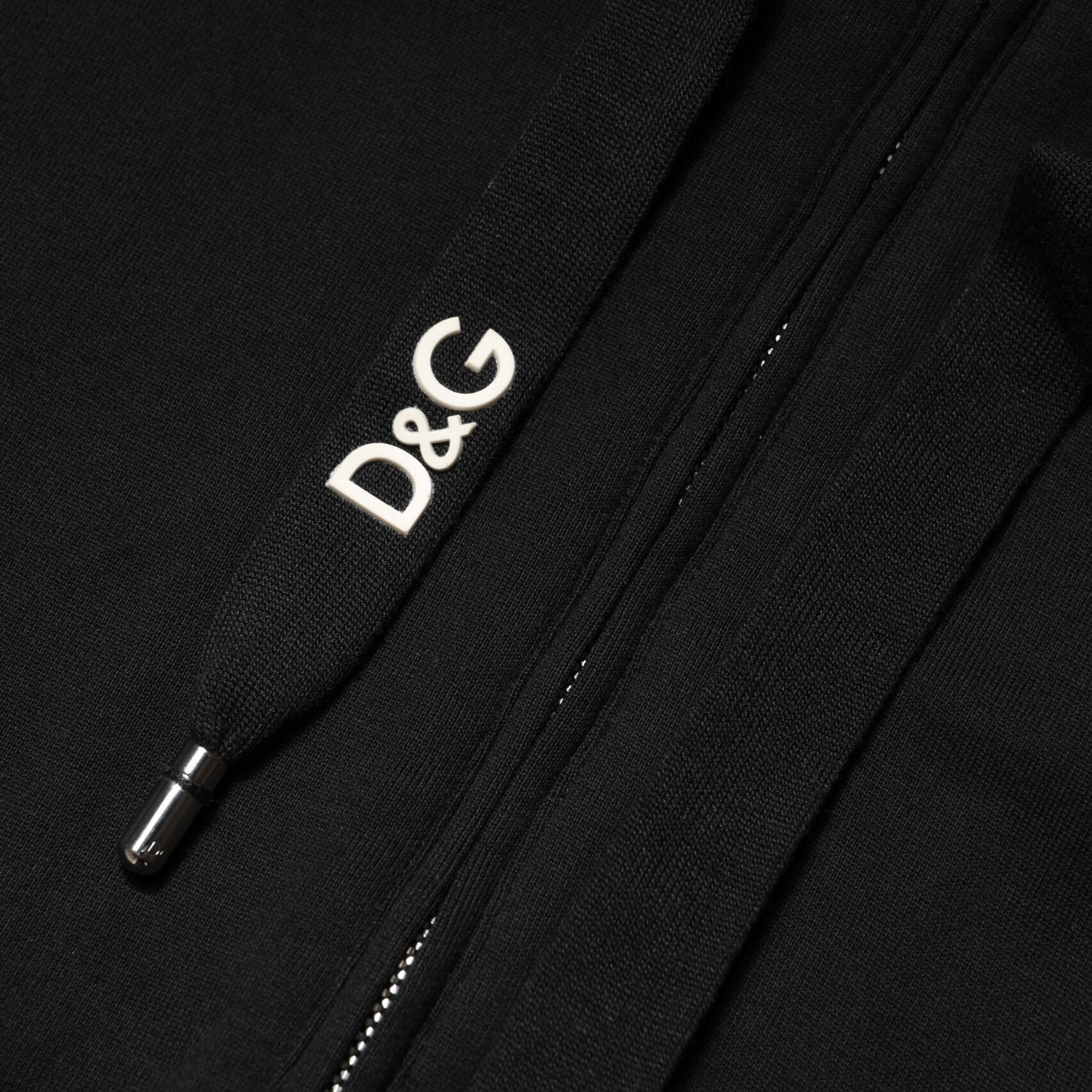 Dolce & Gabbana Black Cotton Hooded Full Zip Sweatshirt Sweater