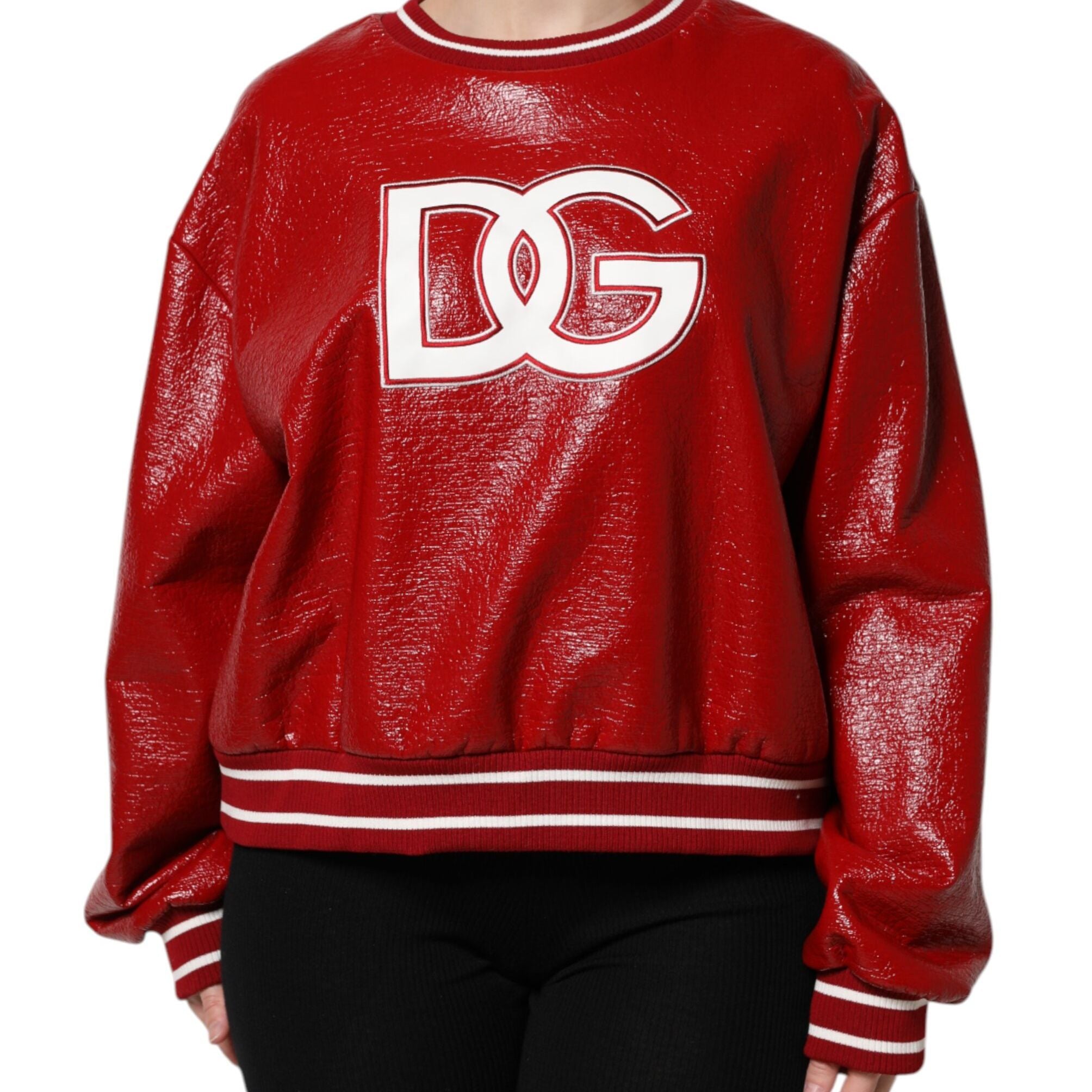 Dolce & Gabbana Red Wool DGLogo Embroidery Pullover Sweater