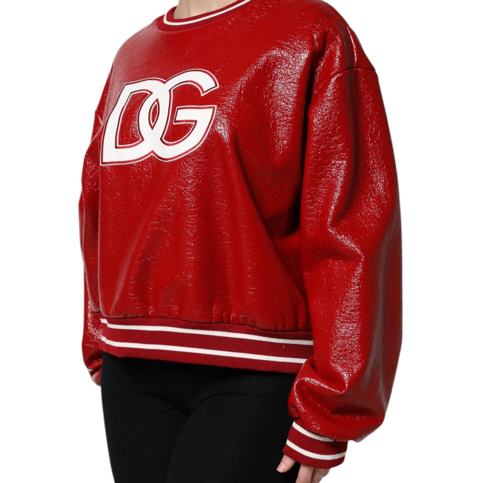 Dolce & Gabbana Red Wool DGLogo Embroidery Pullover Sweater