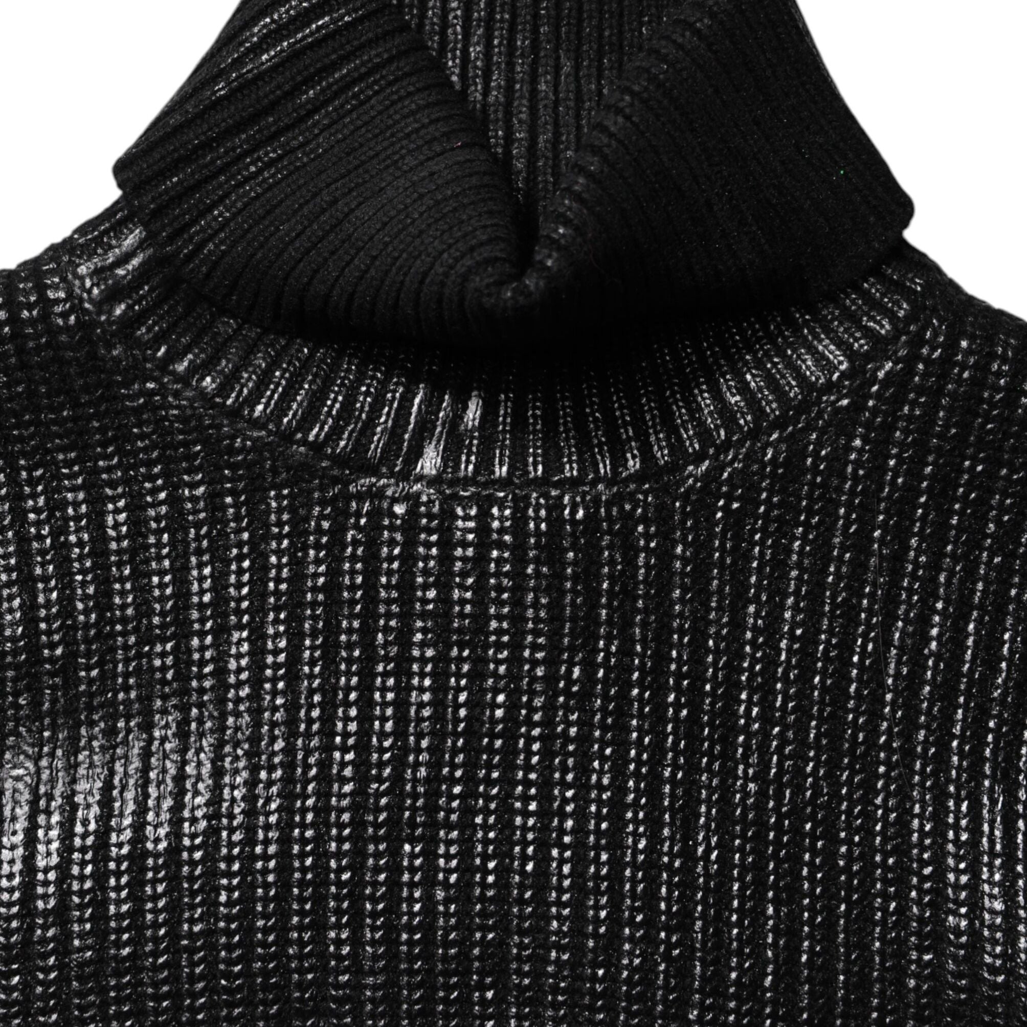 Dolce & Gabbana Black Wool Long Sleeve Turtleneck Cropped Top