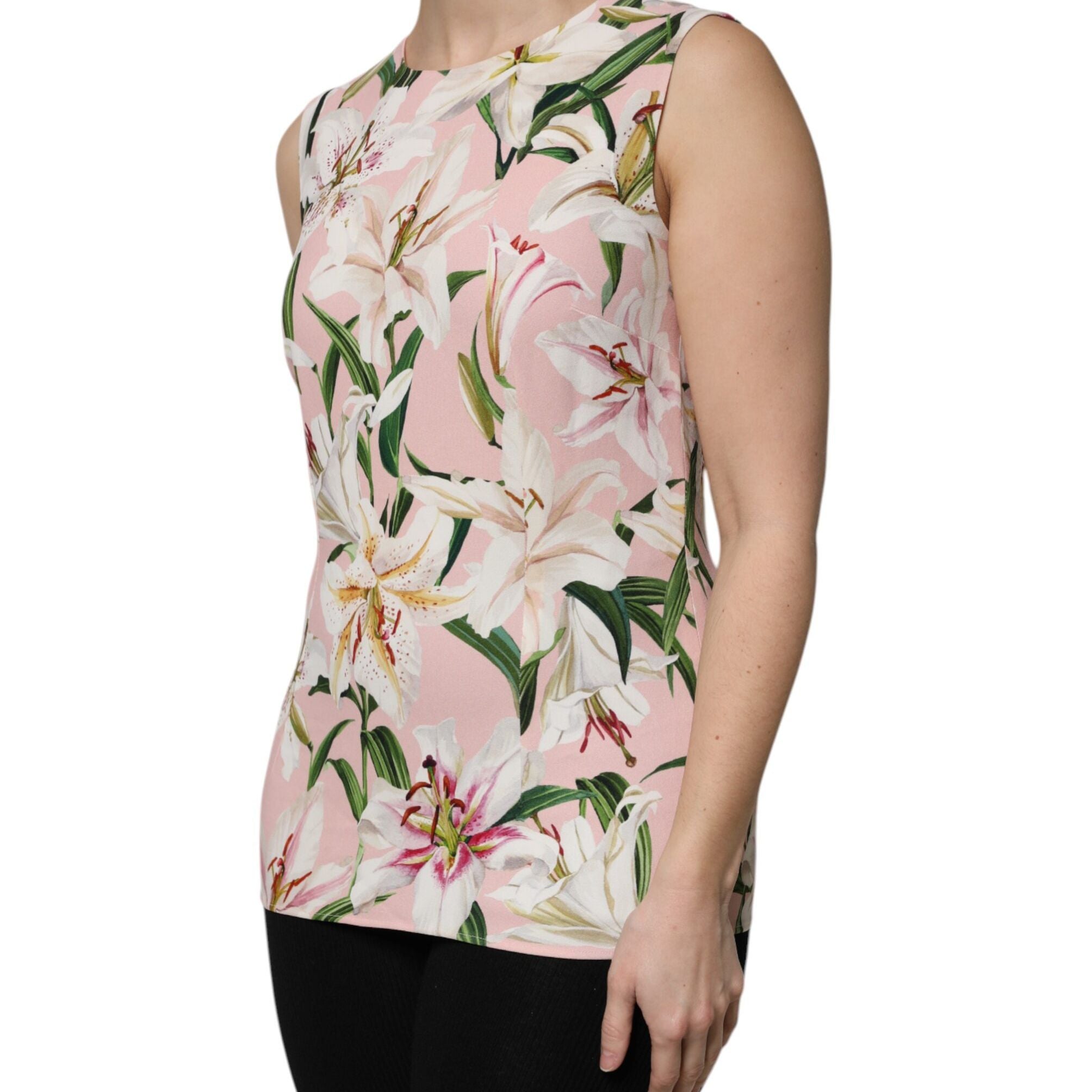 Dolce & Gabbana Multicolor Floral Print Round Neck Tank Top