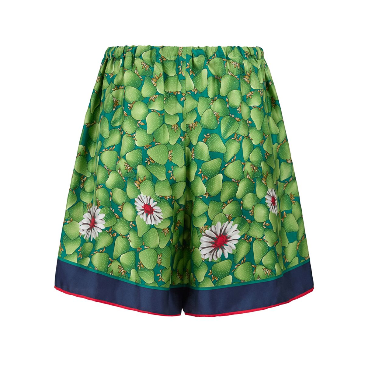 Gucci Green Flower Printed Silk Shorts