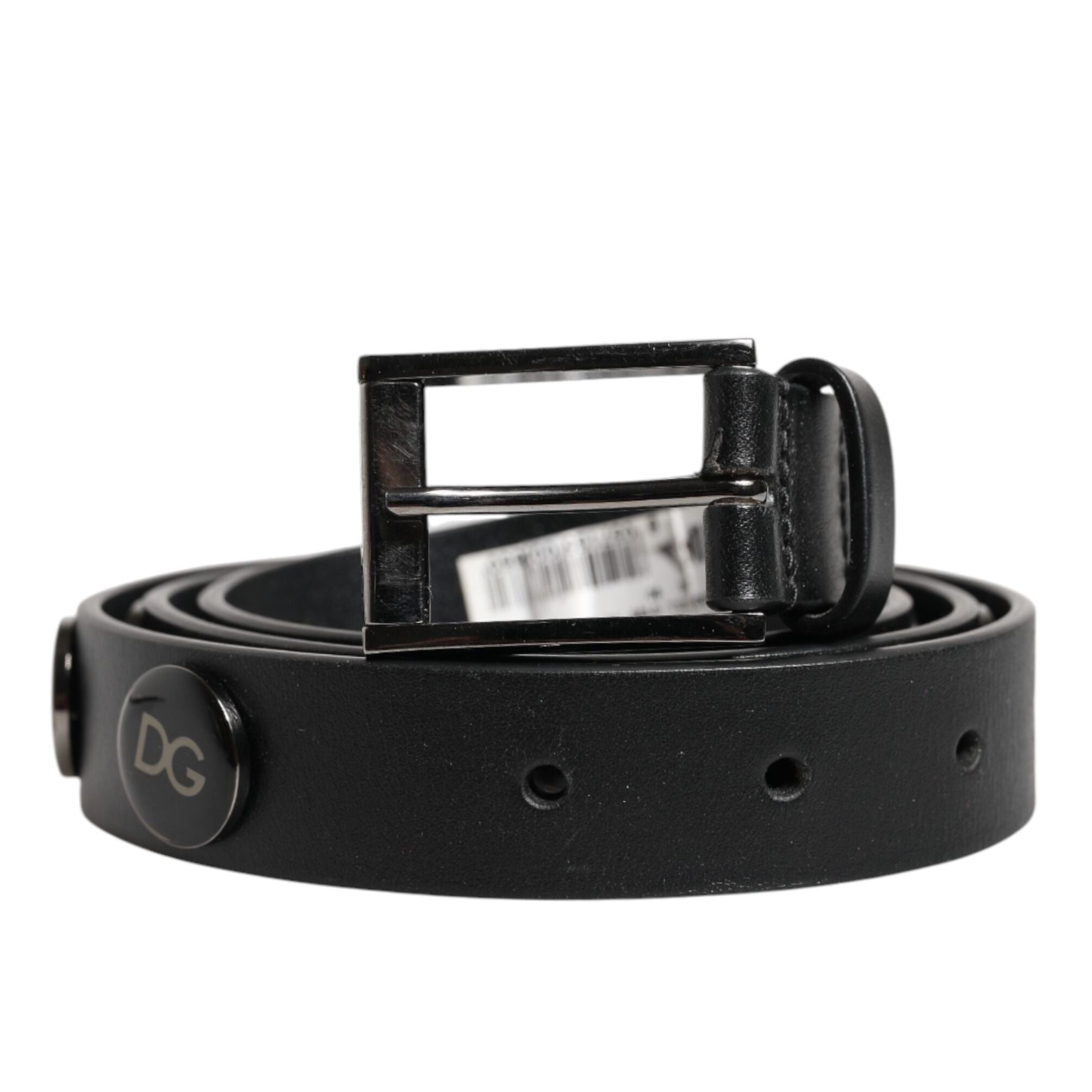 Dolce & Gabbana Black Luxury Leather DG Studs Buckle Belt
