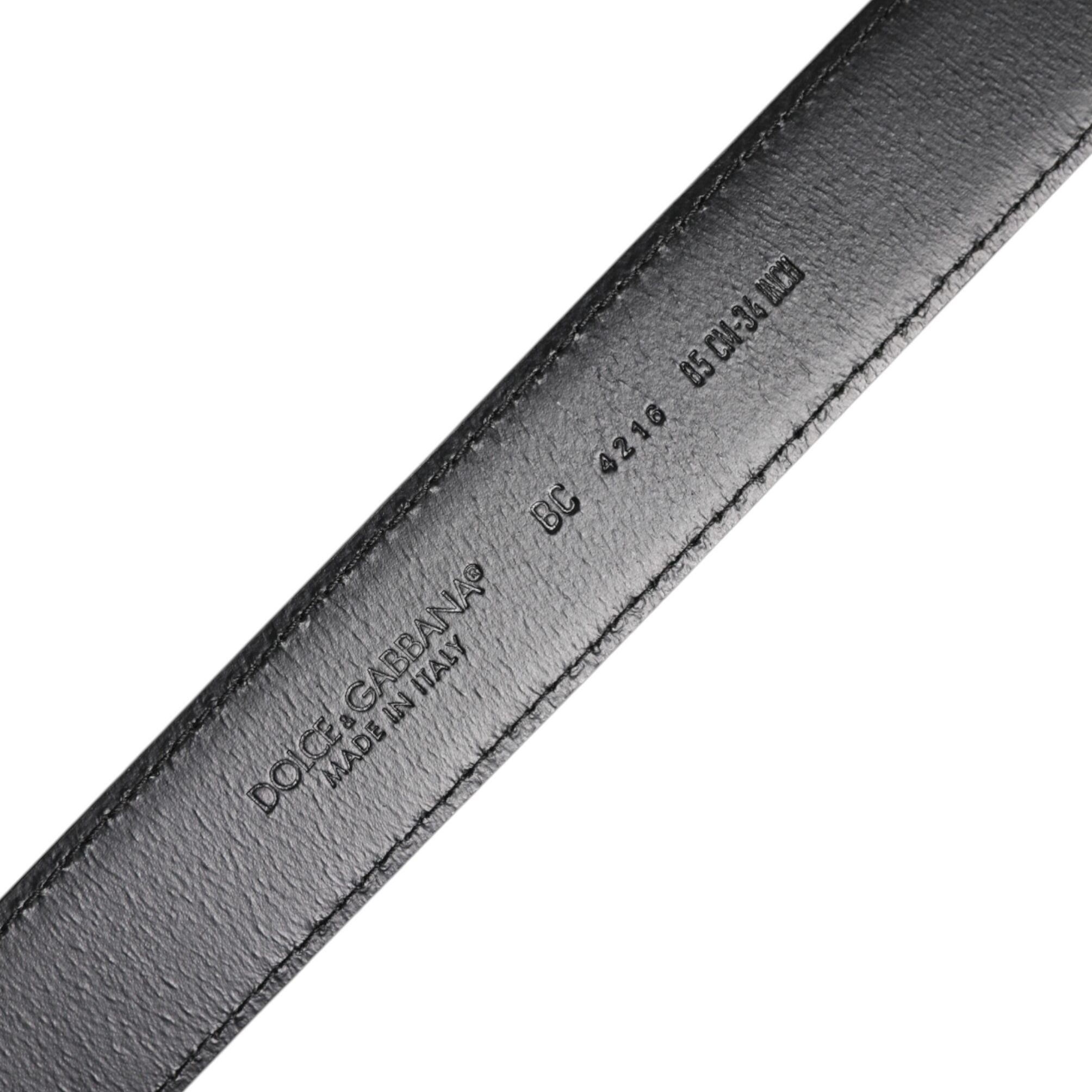 Dolce & Gabbana Brown Classic Calf Leather Silver Buckle Belt