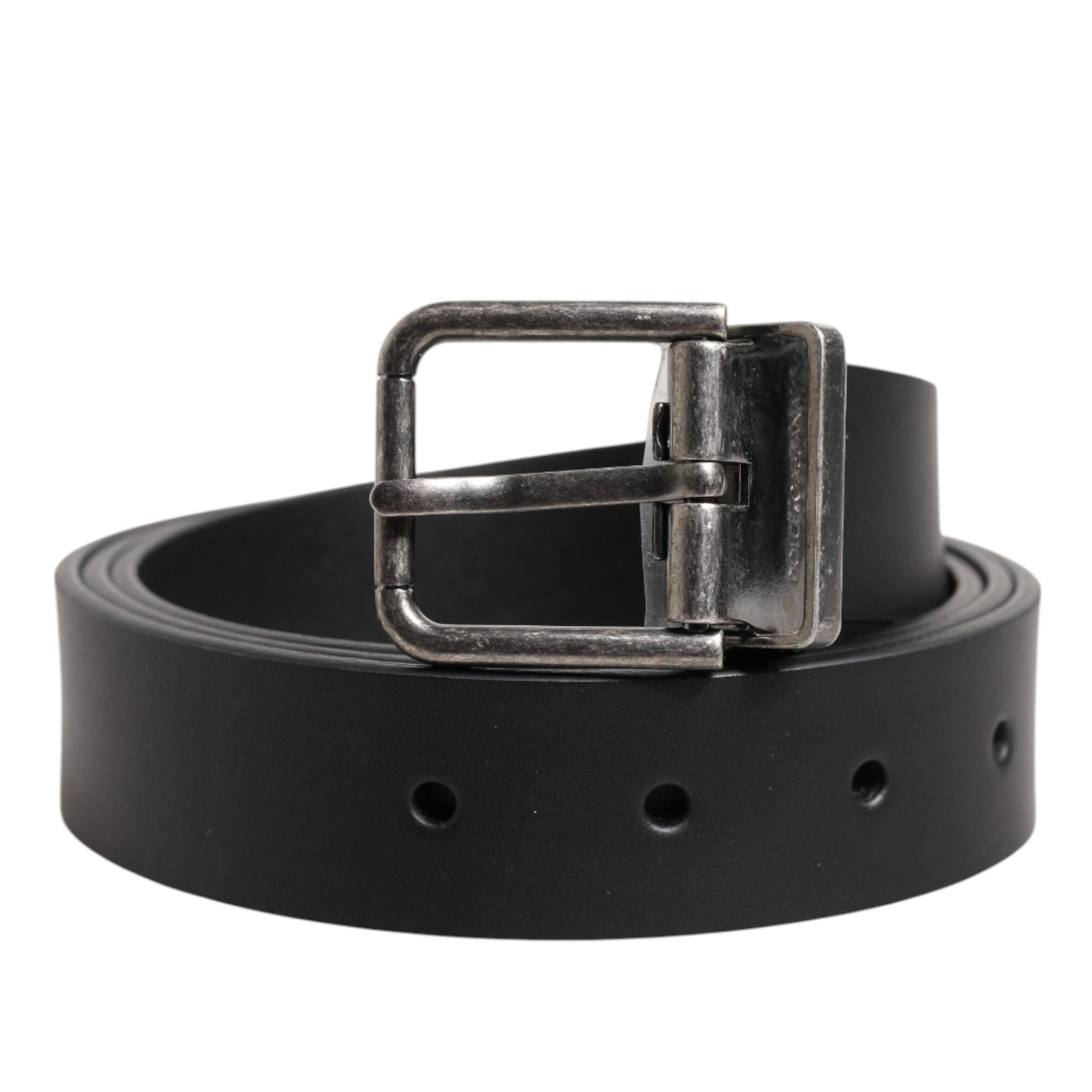 Dolce & Gabbana Black Classic Leather Metal Buckle Belt