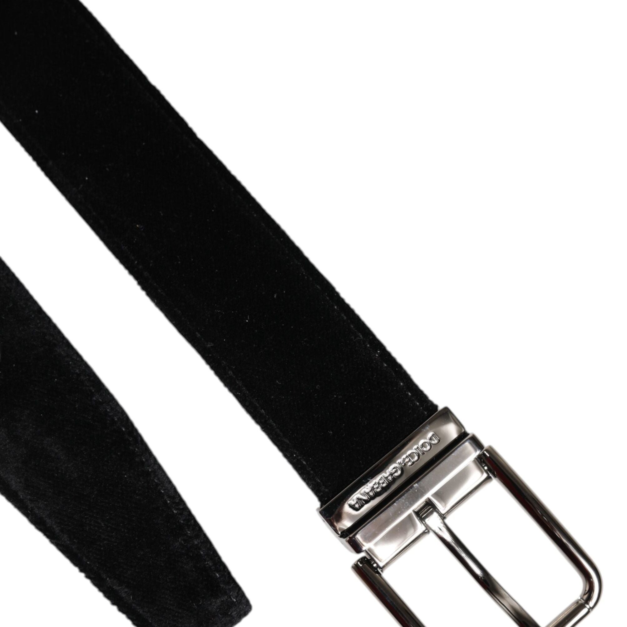Dolce & Gabbana Black Cotton Silver Metal Buckle Belt