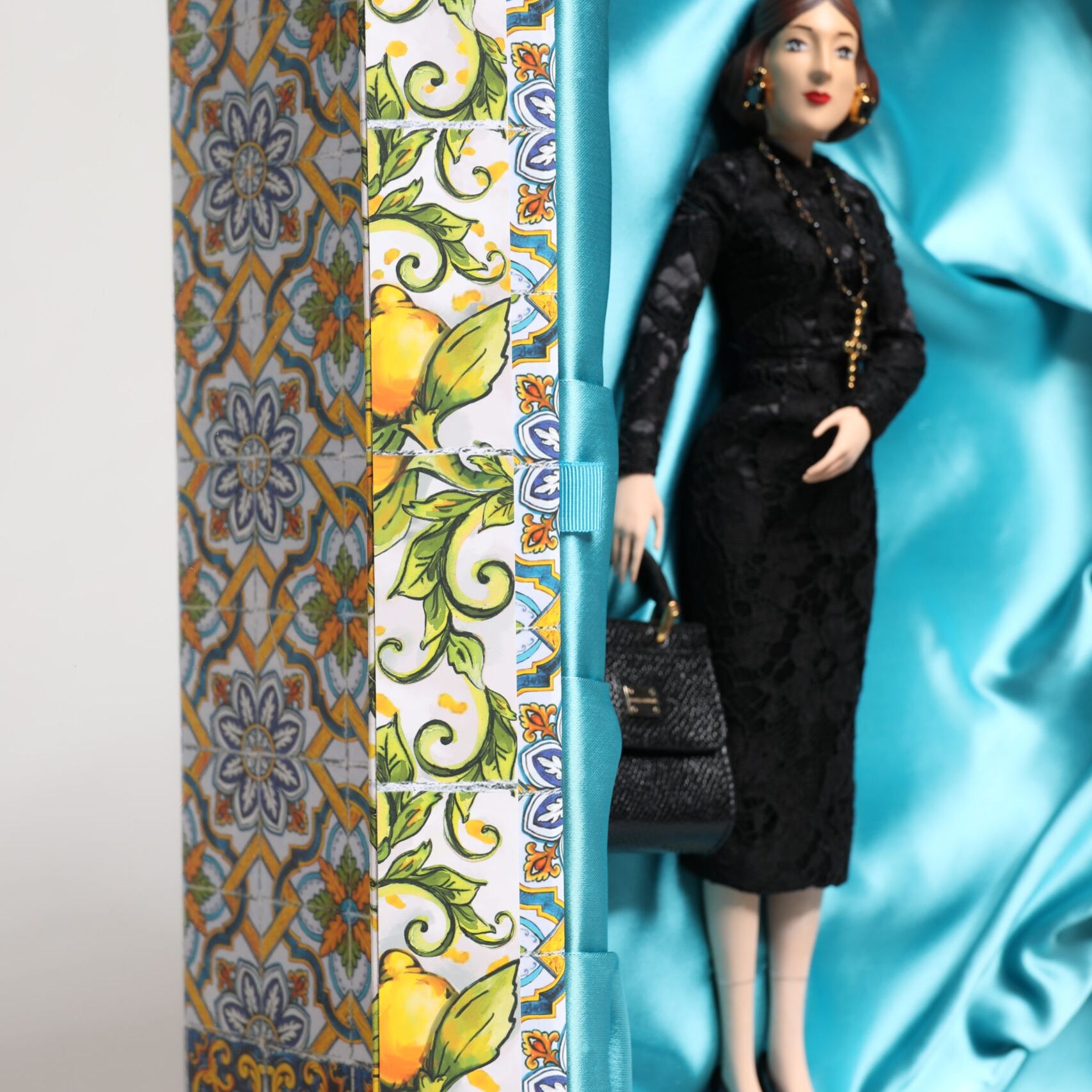 Dolce & Gabbana Black Dress MARIA Porcelain Fashion Show Leather Sicily Dolls