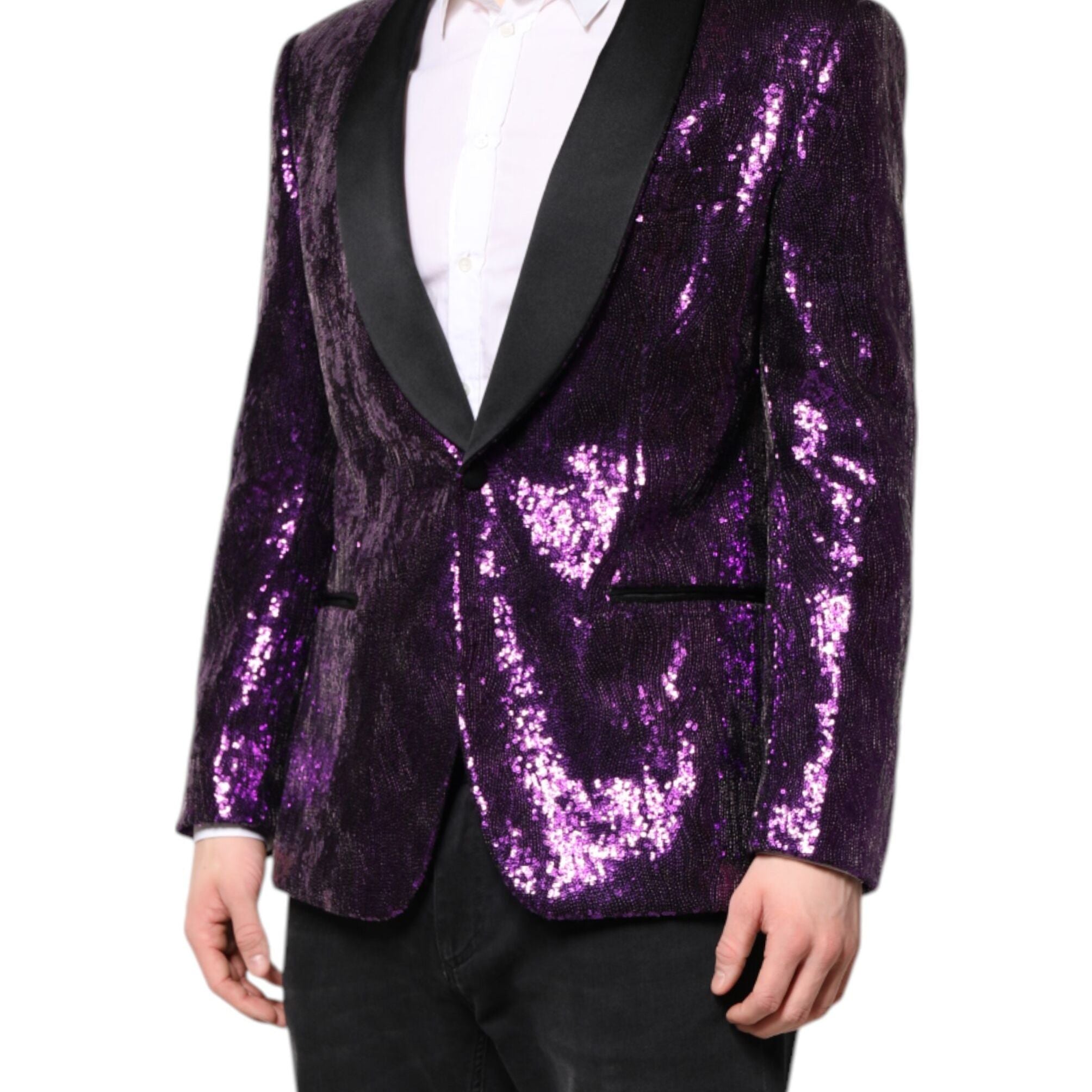 Dolce & Gabbana Purple SICILIA Sequin Embellish Coat Jacket