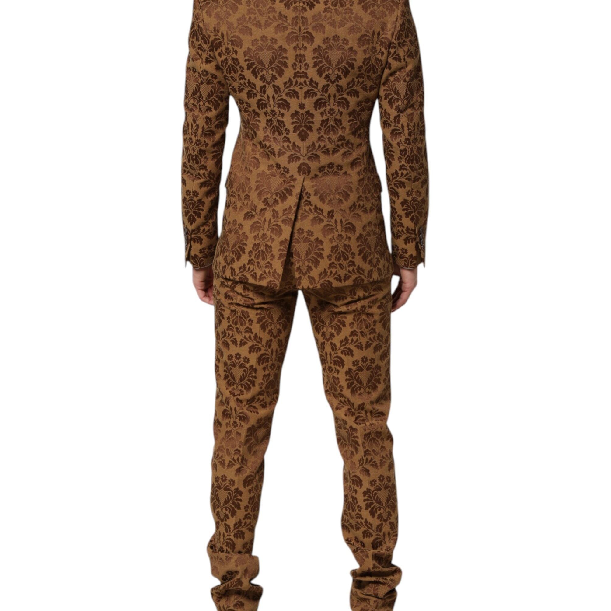 Dolce & Gabbana Brown Floral Jacquard SICILIA 2 Piece Suit
