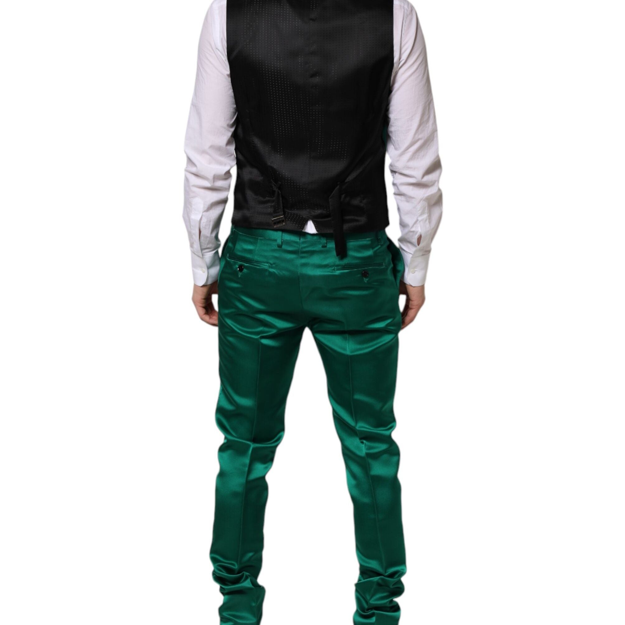 Dolce & Gabbana Green Silk 3 Piece Single Breasted Suit