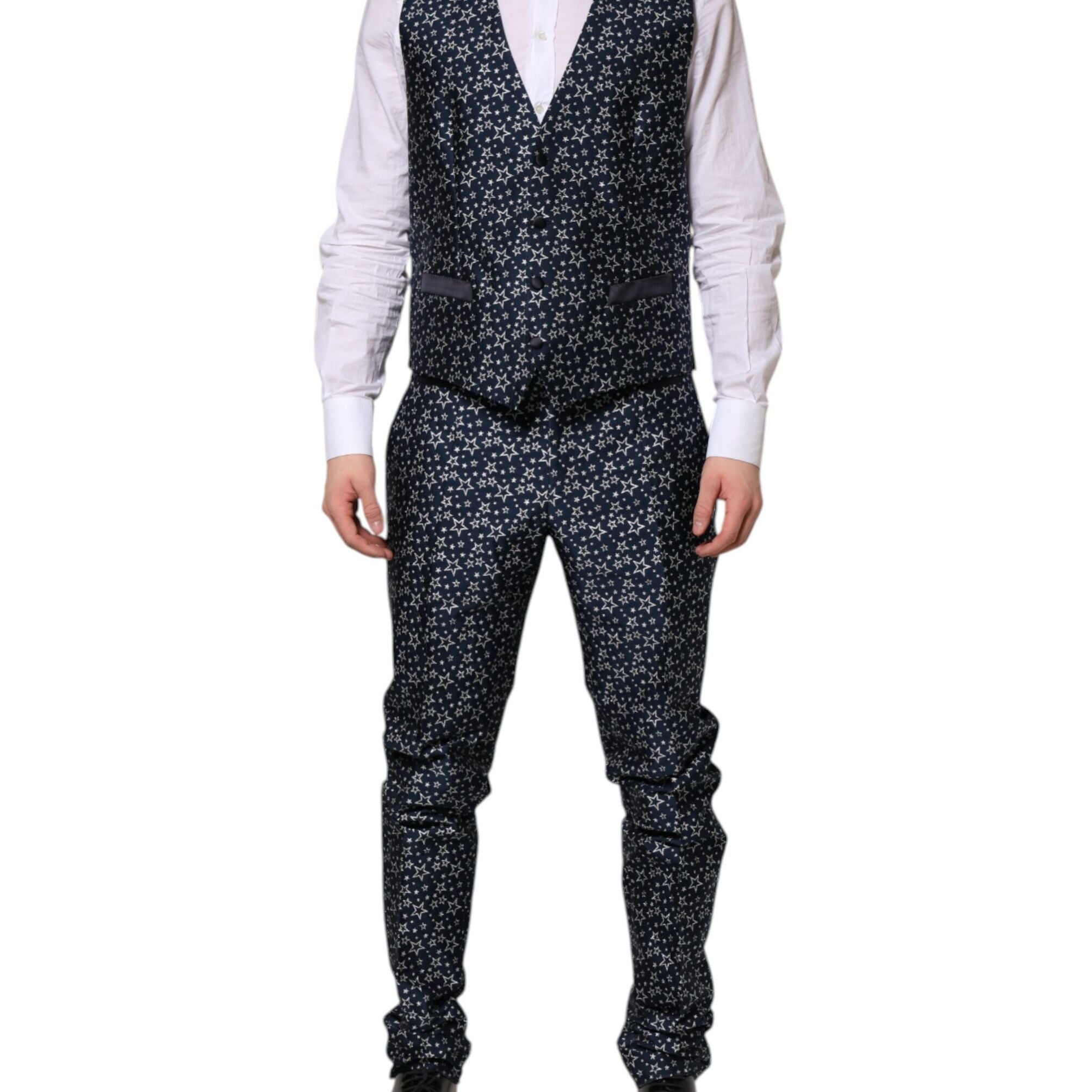 Dolce & Gabbana Blue MARTINI Star Jacquard 3 Piece Suit