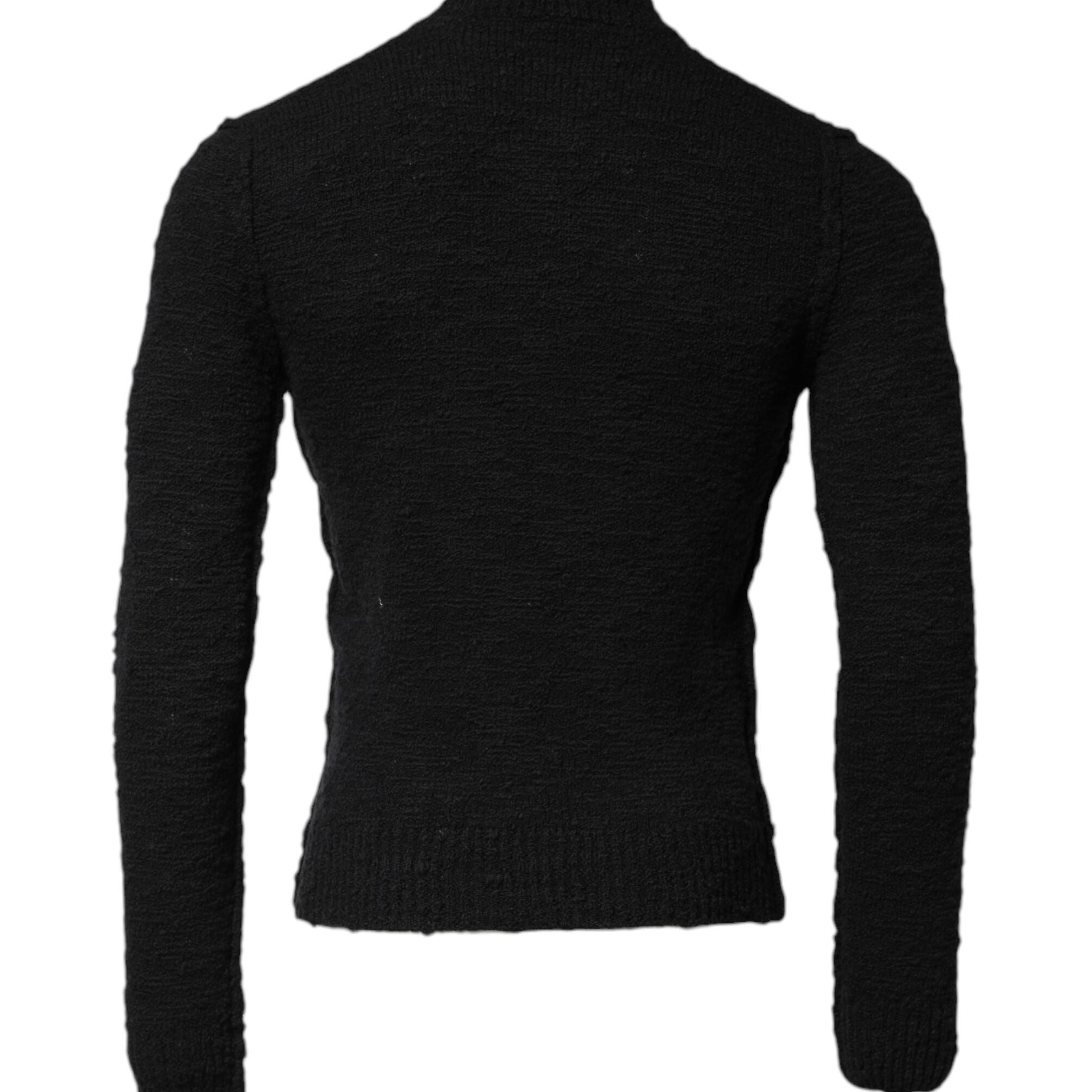 Dolce & Gabbana Black Wool Knit Crew Neck Pullover Sweater