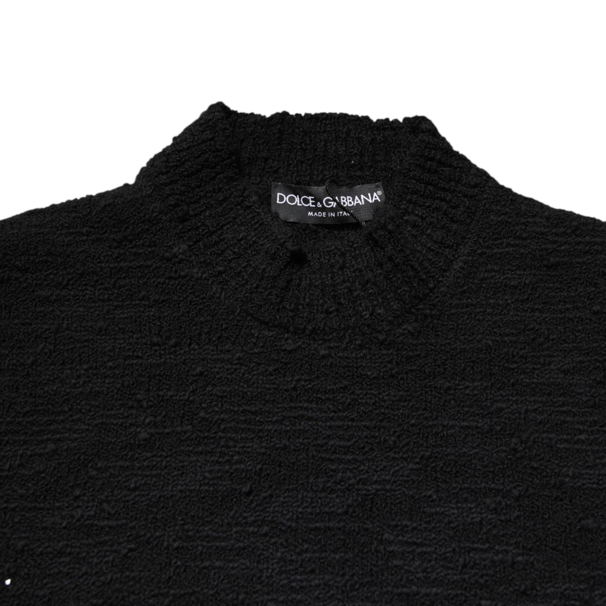 Dolce & Gabbana Black Wool Knit Crew Neck Pullover Sweater