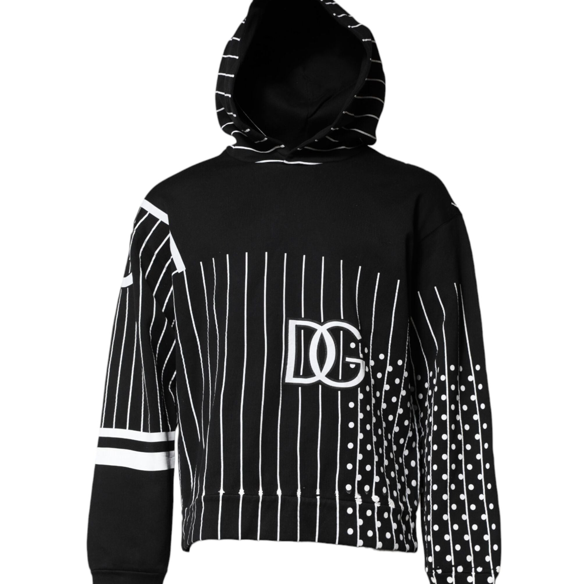 Dolce & Gabbana Black White Stripe Hooded Sweatshirt Sweater