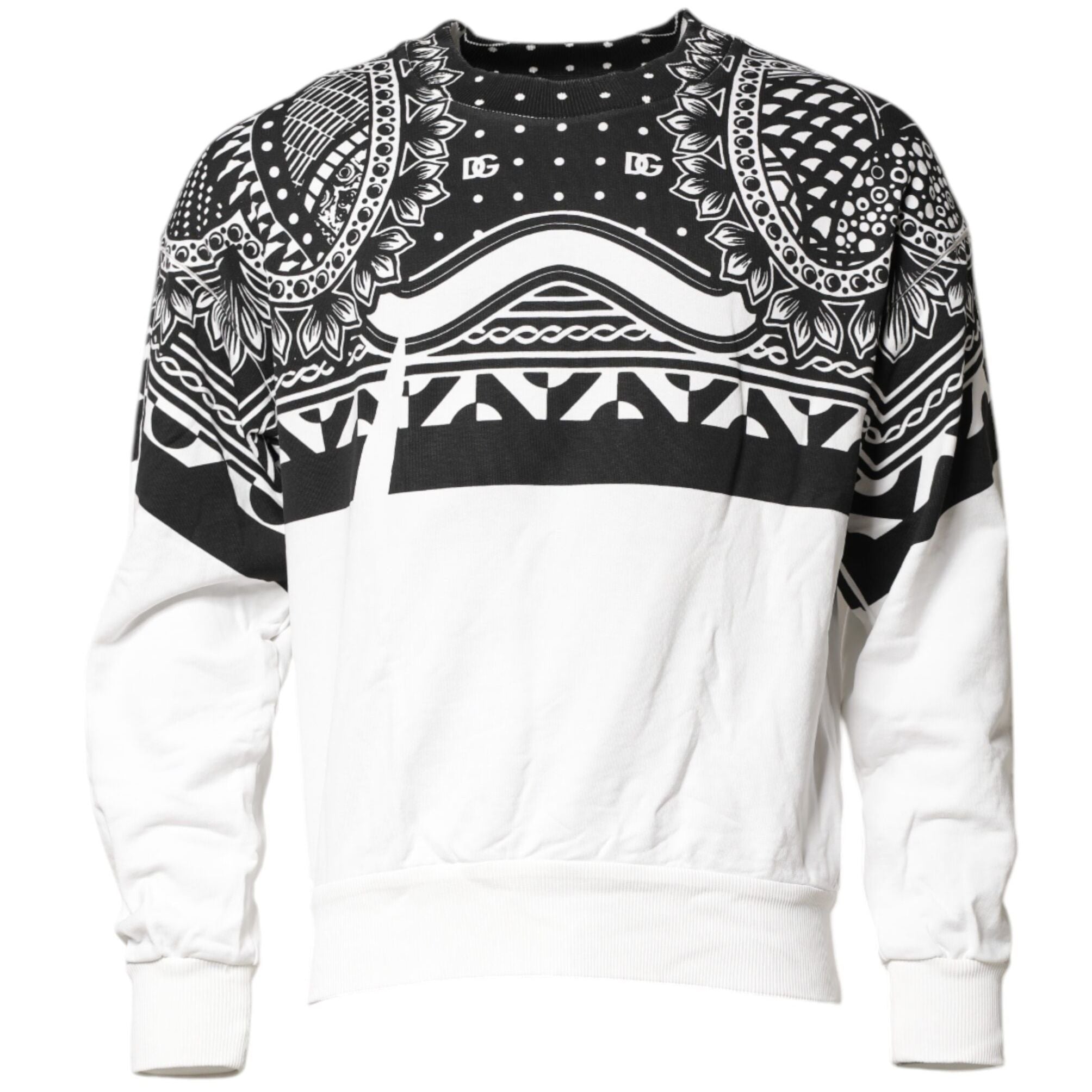 Dolce & Gabbana Black White Bandana Cotton Men Sweatshirt Sweater