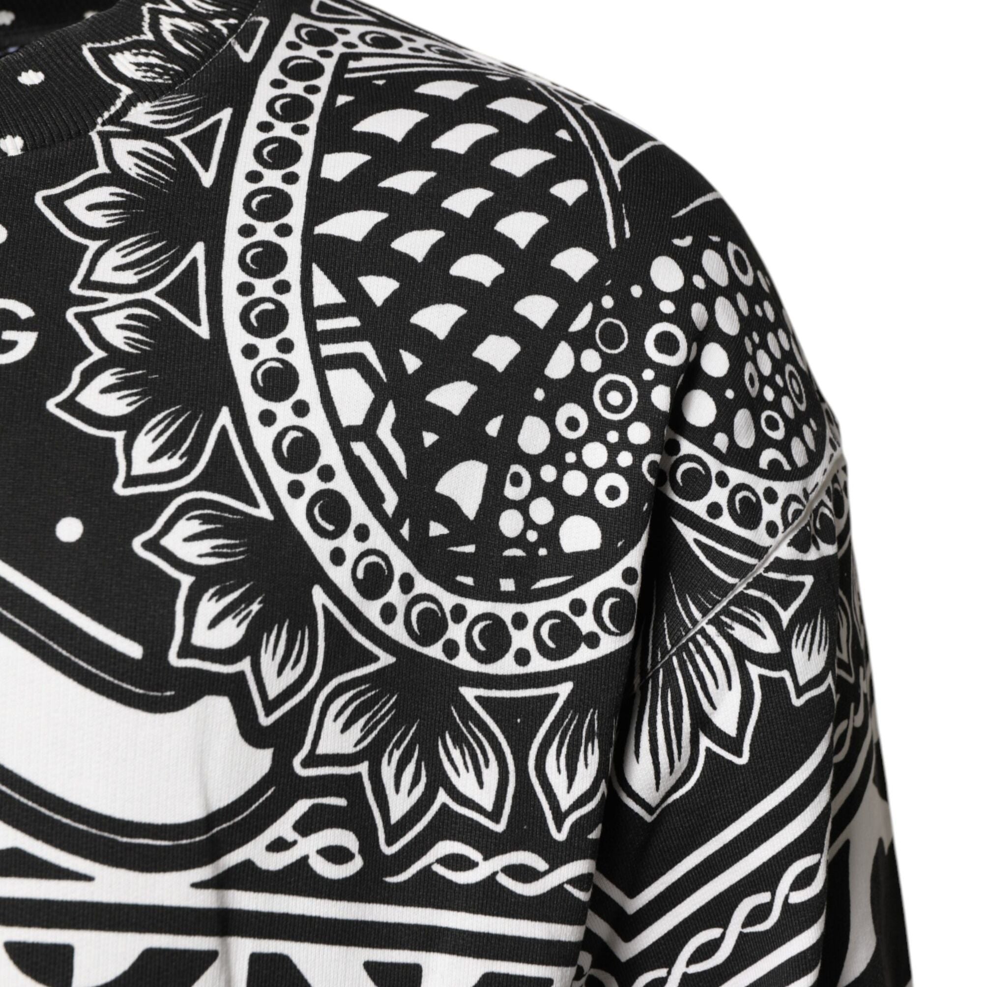 Dolce & Gabbana Black White Bandana Cotton Men Sweatshirt Sweater