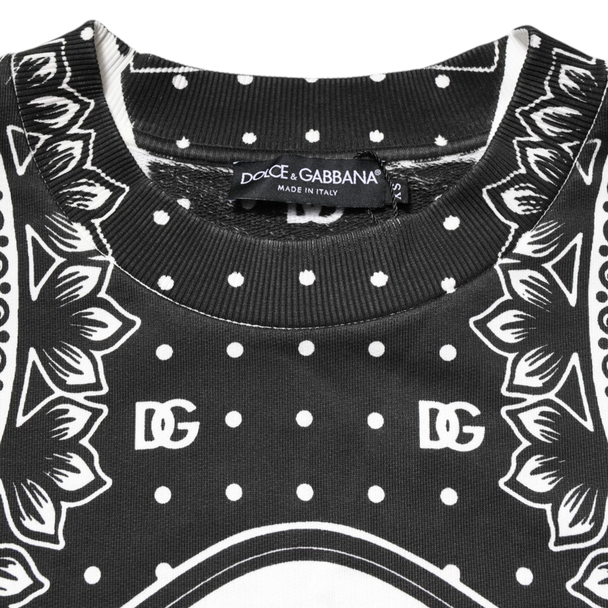 Dolce & Gabbana Black White Bandana Cotton Men Sweatshirt Sweater