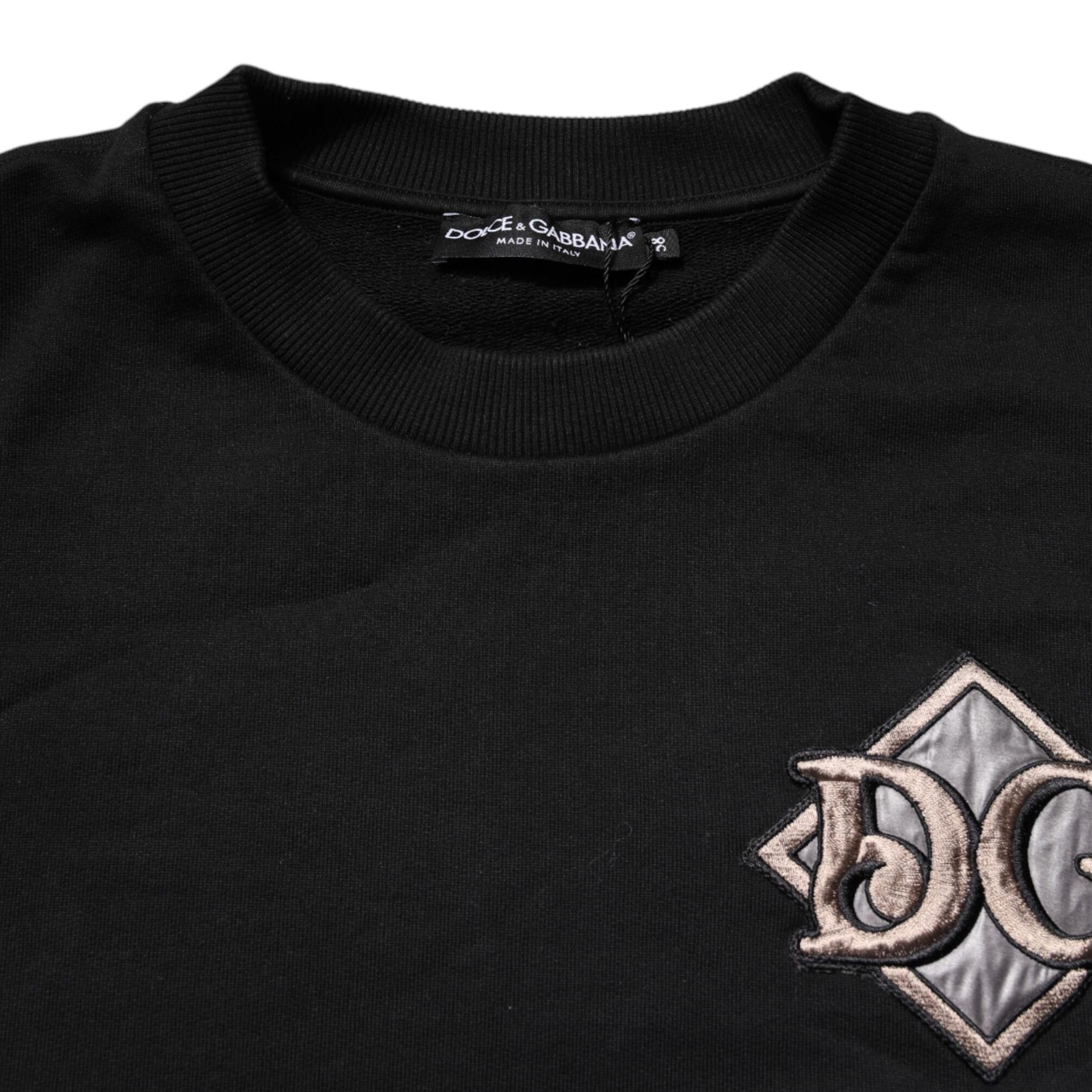 Dolce & Gabbana Black Logo Embroidery Sweatshirt Sweater