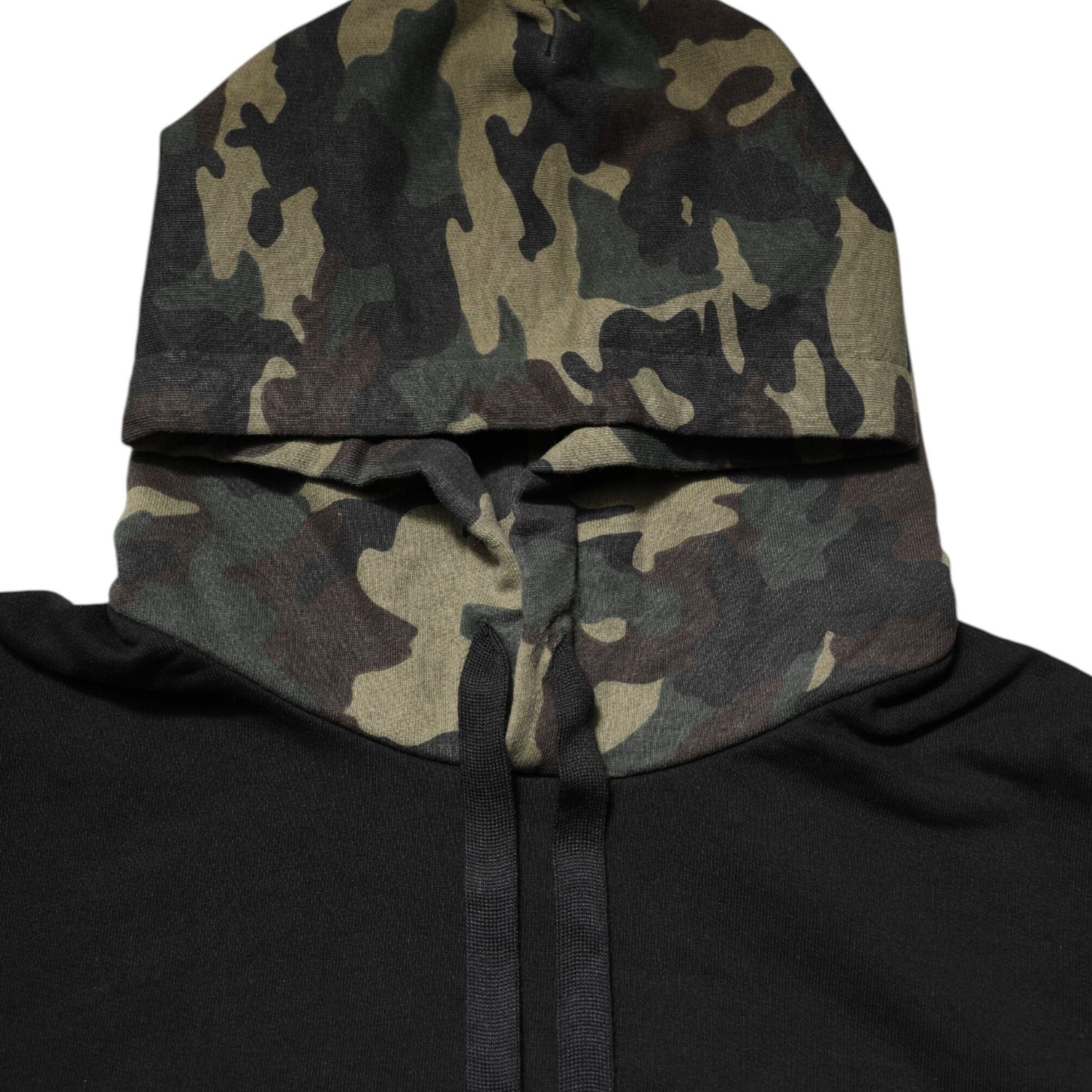 Dolce & Gabbana Black Camouflage Hooded Sweatshirt Sweater