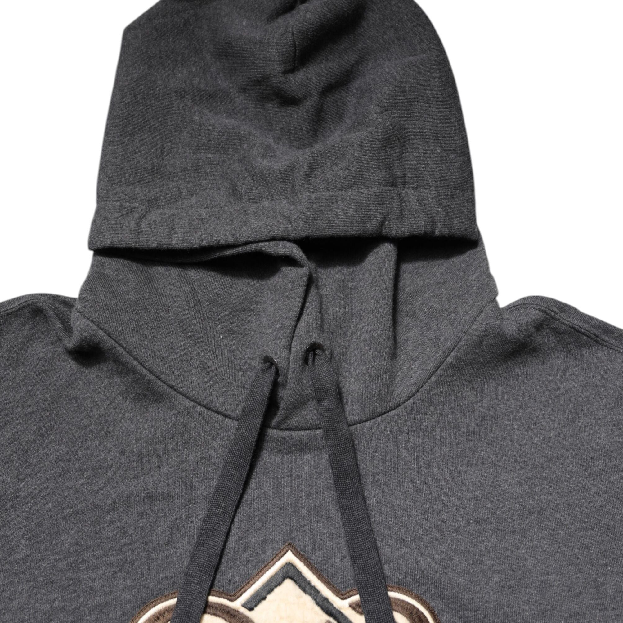 Dolce & Gabbana Gray Logo Patch Hooded Sweatshirt Sweater