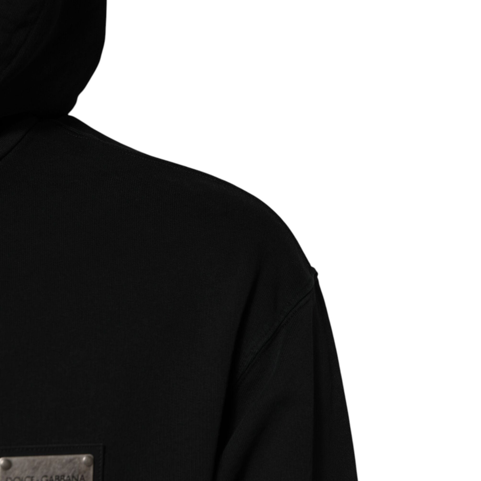 Dolce & Gabbana Black Logo Full Zip Hooded Men Sweatshirt Sweater