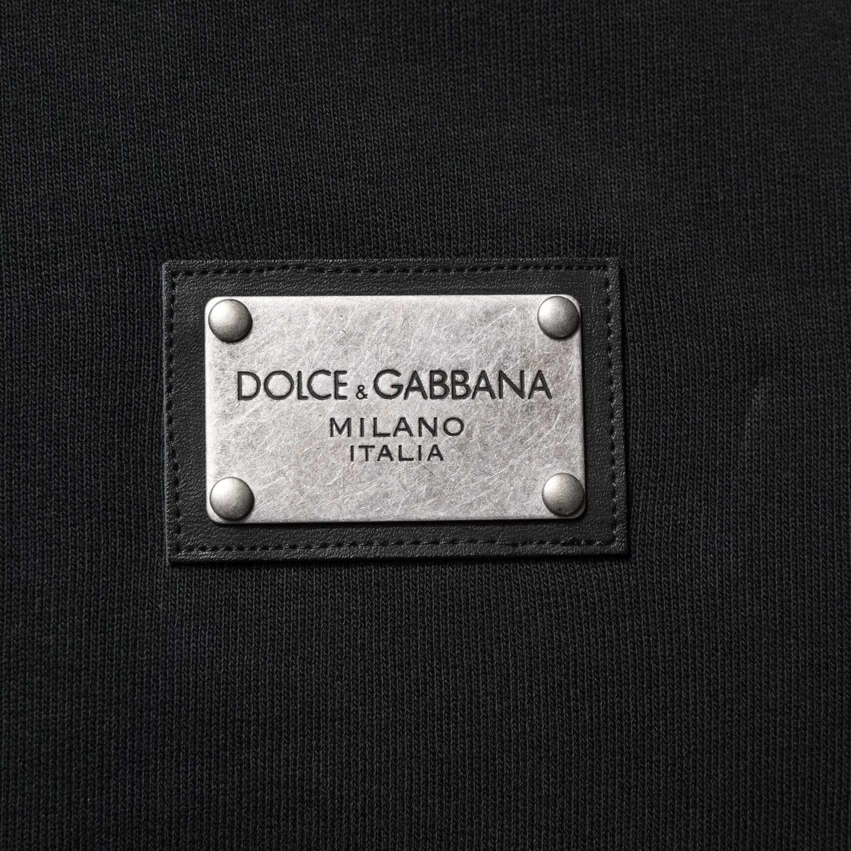 Dolce & Gabbana Black Logo Full Zip Hooded Men Sweatshirt Sweater
