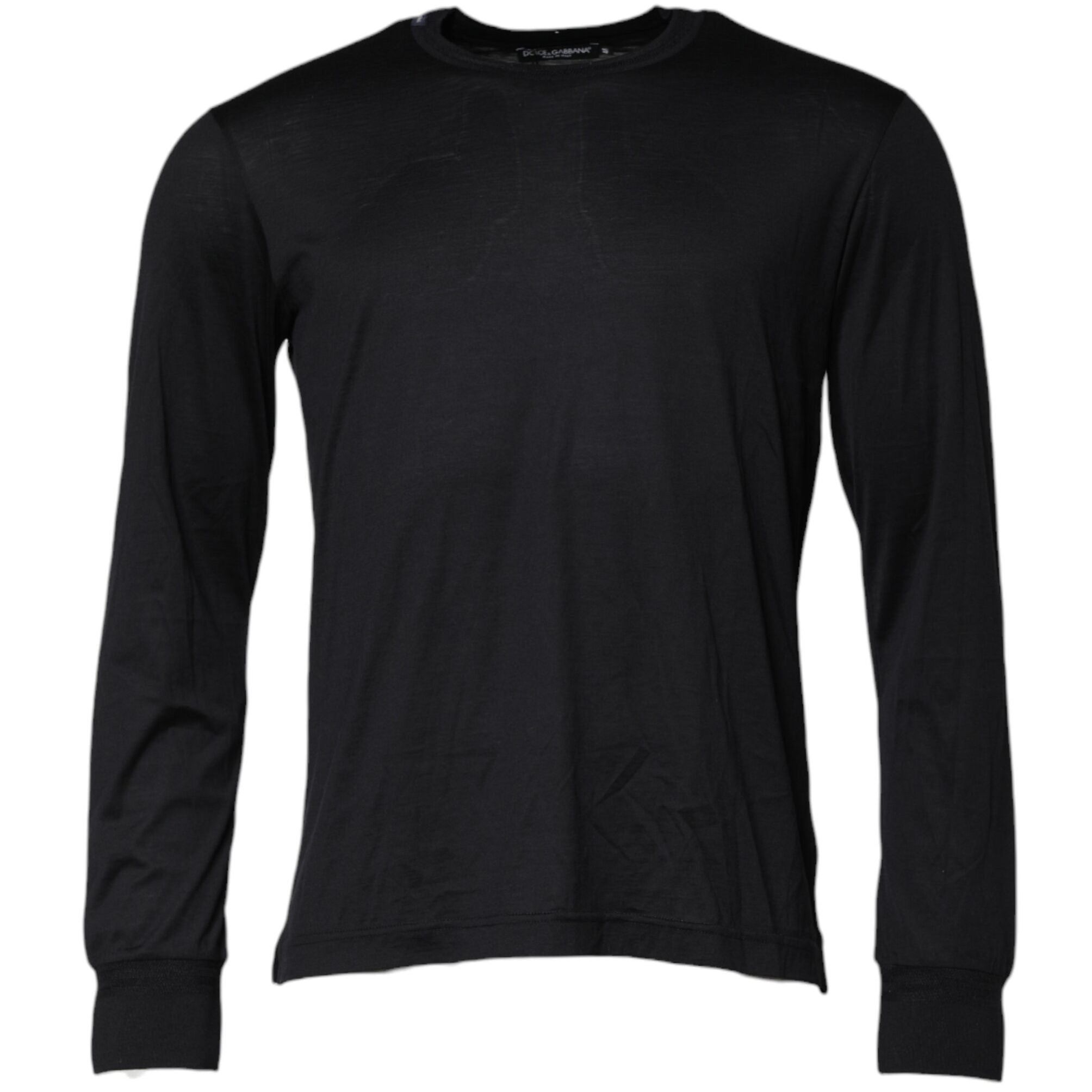 Dolce & Gabbana Dark Blue Silk Crew Neck Men Pullover Sweater
