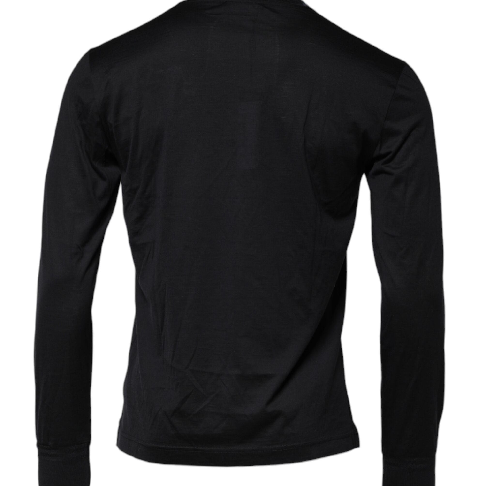 Dolce & Gabbana Dark Blue Silk Crew Neck Men Pullover Sweater