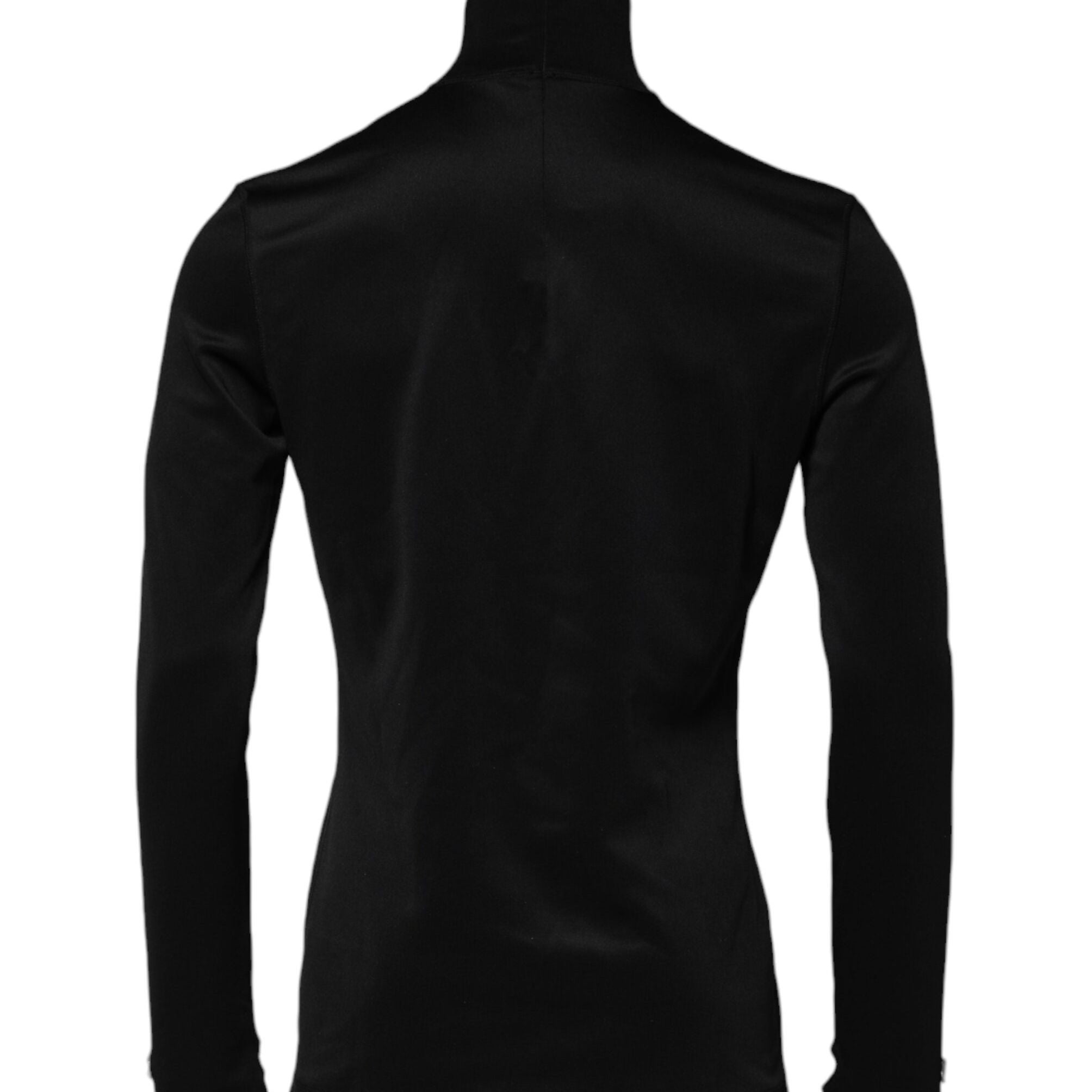 Dolce & Gabbana Black Polyester Turtleneck Pullover Sweater