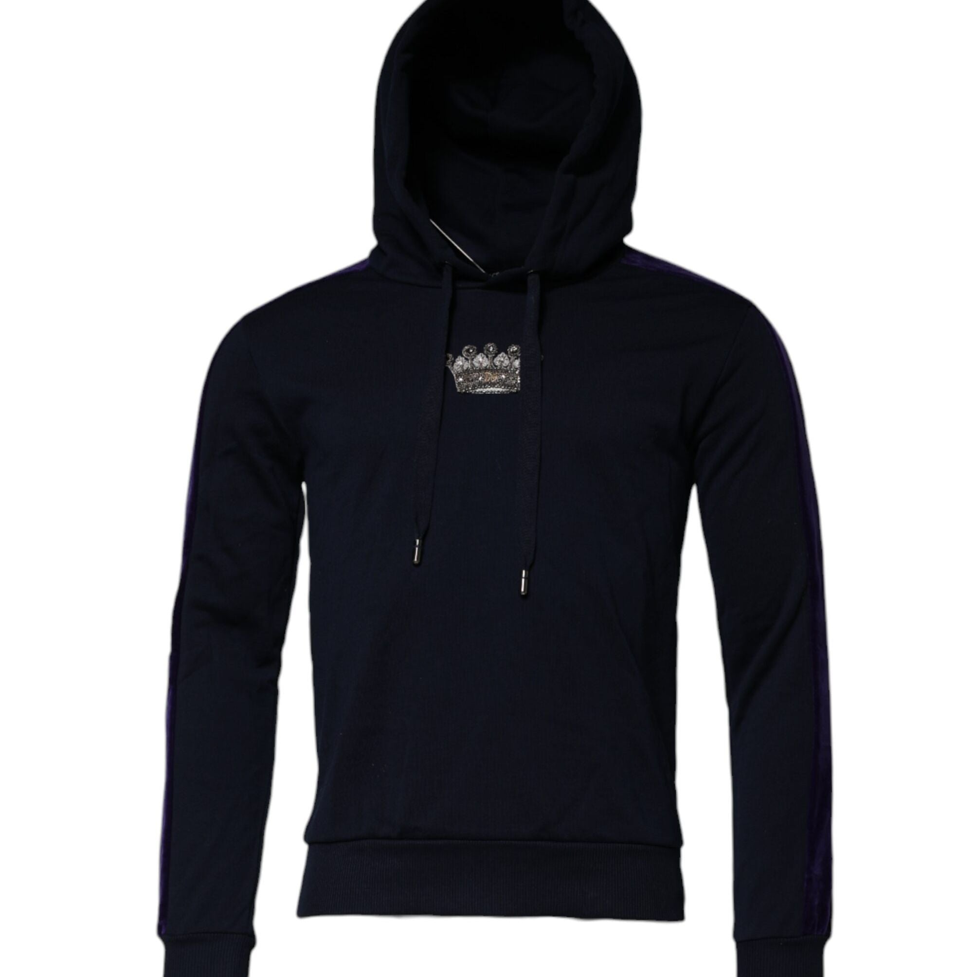 Dolce & Gabbana Black Crown Cotton Hooded Sweatshirt Sweater