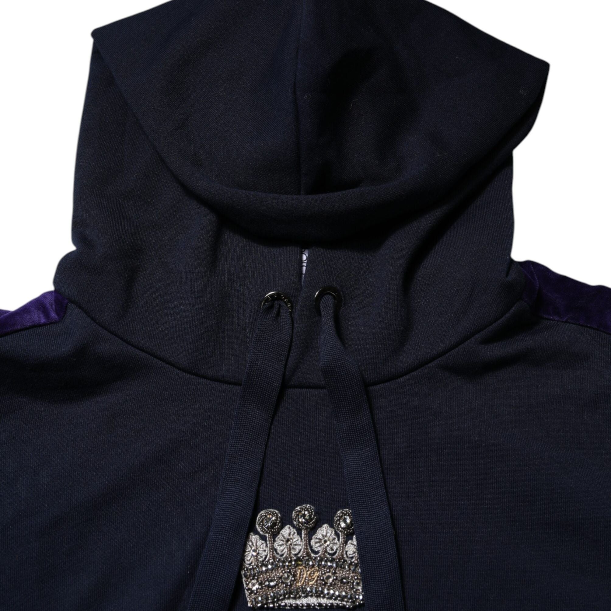 Dolce & Gabbana Black Crown Cotton Hooded Sweatshirt Sweater