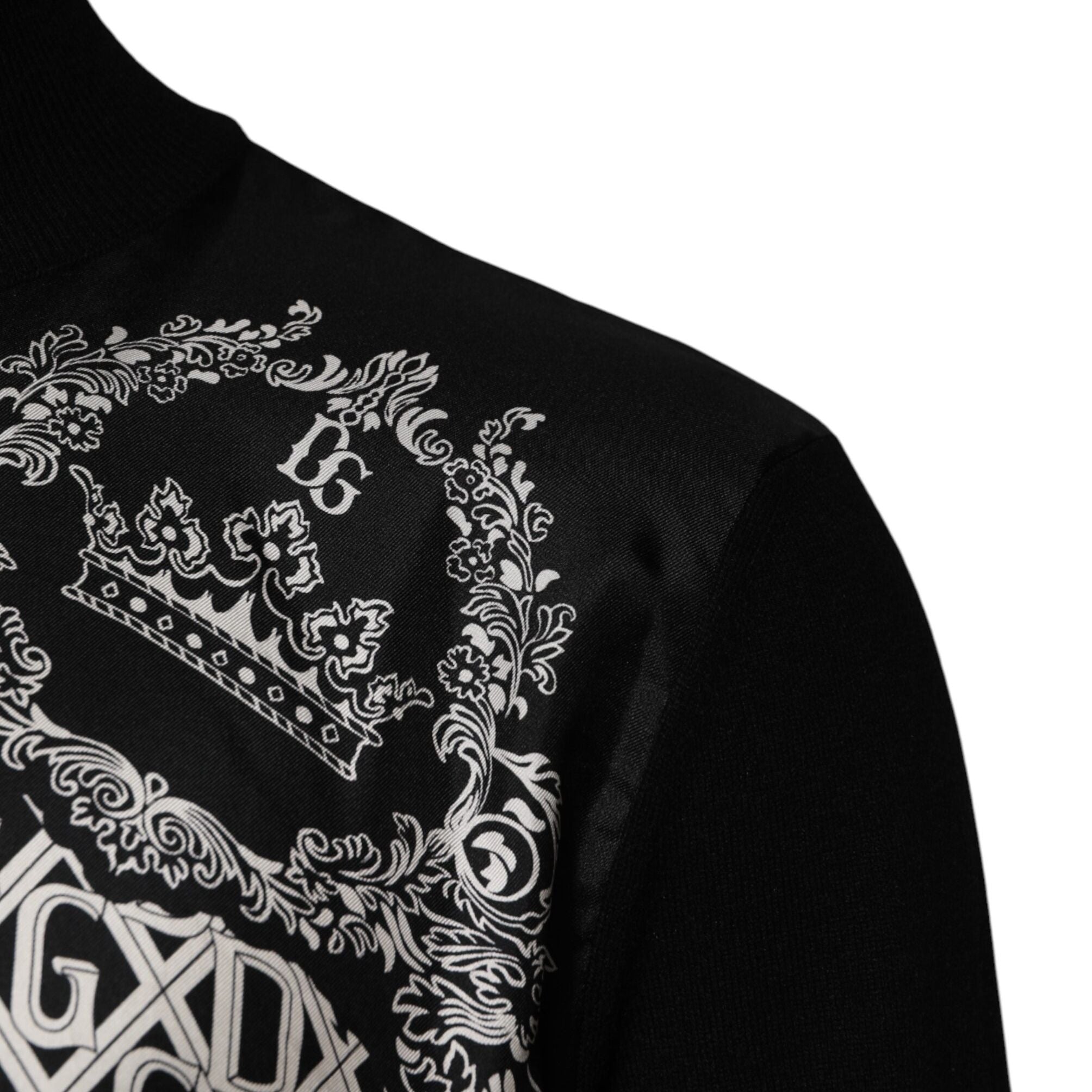 Dolce & Gabbana Black White Bandana Print Full Zip Sweater