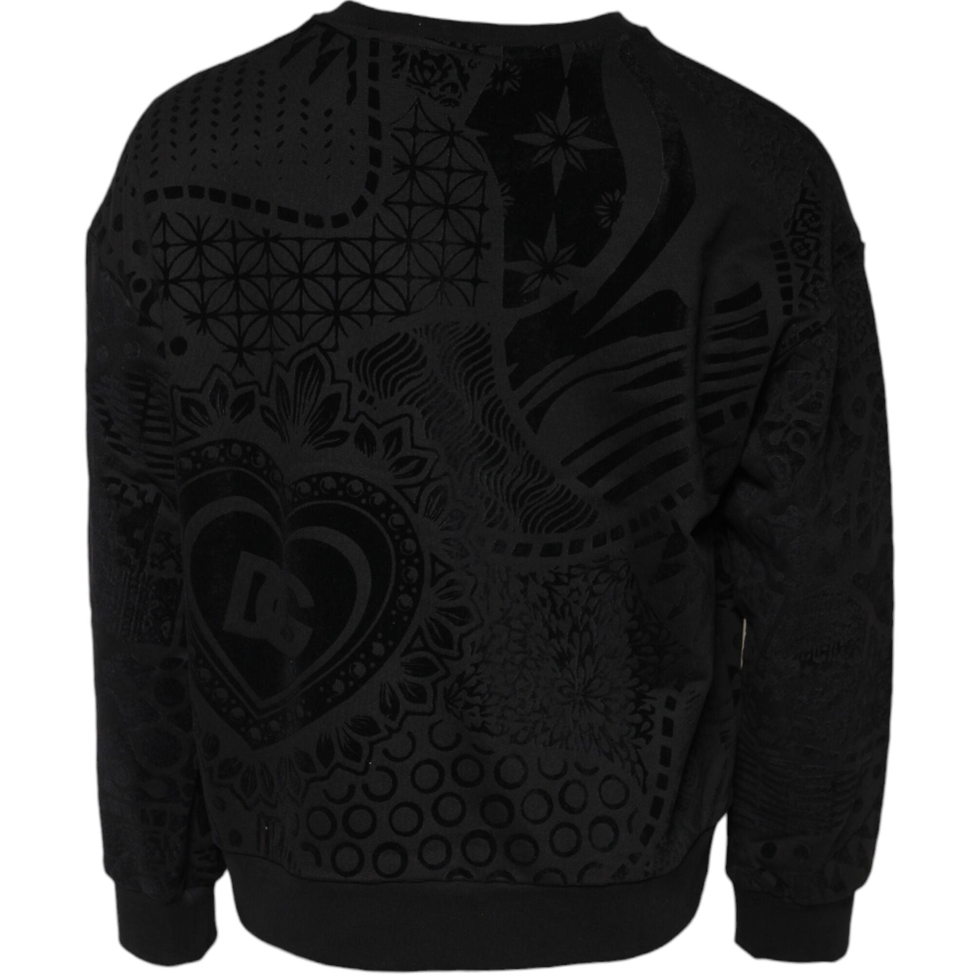 Dolce & Gabbana Black Printed Crew Neck Sweatshirt Sweater