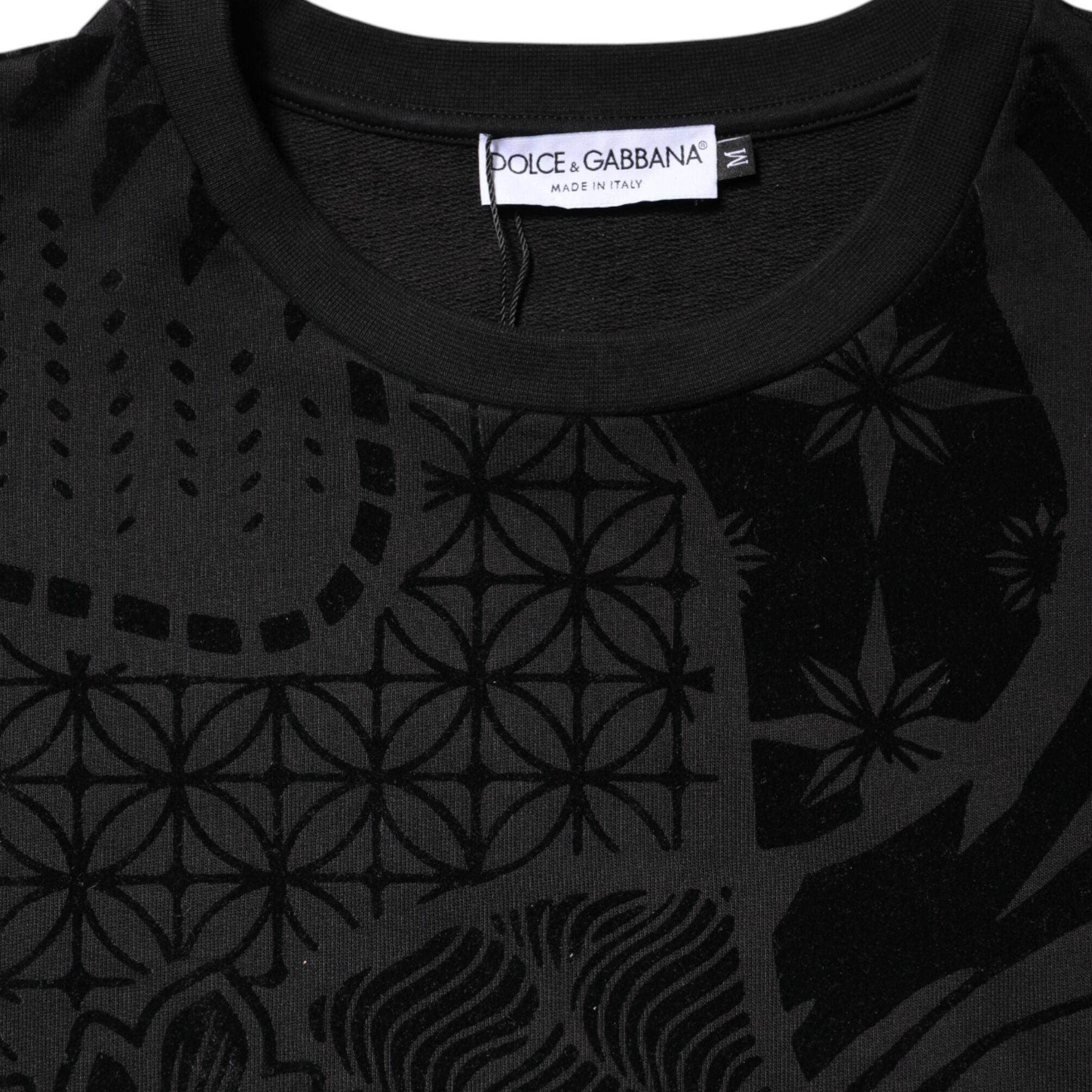 Dolce & Gabbana Black Printed Crew Neck Sweatshirt Sweater