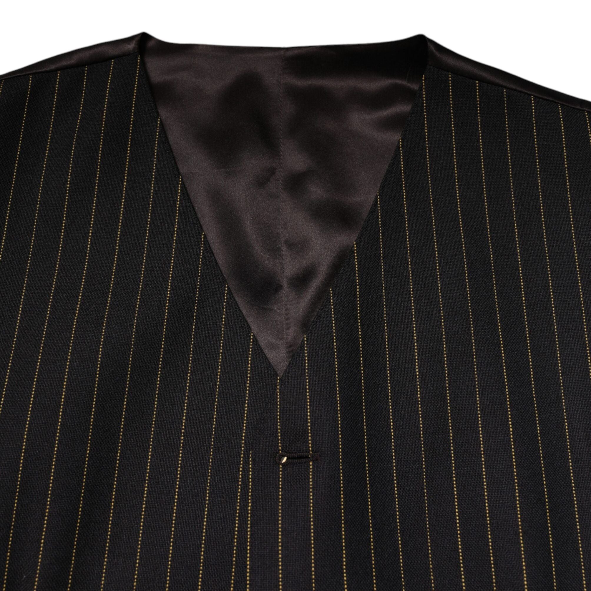 Dolce & Gabbana Black Stripes Wool Formal Men Waistcoat Vest