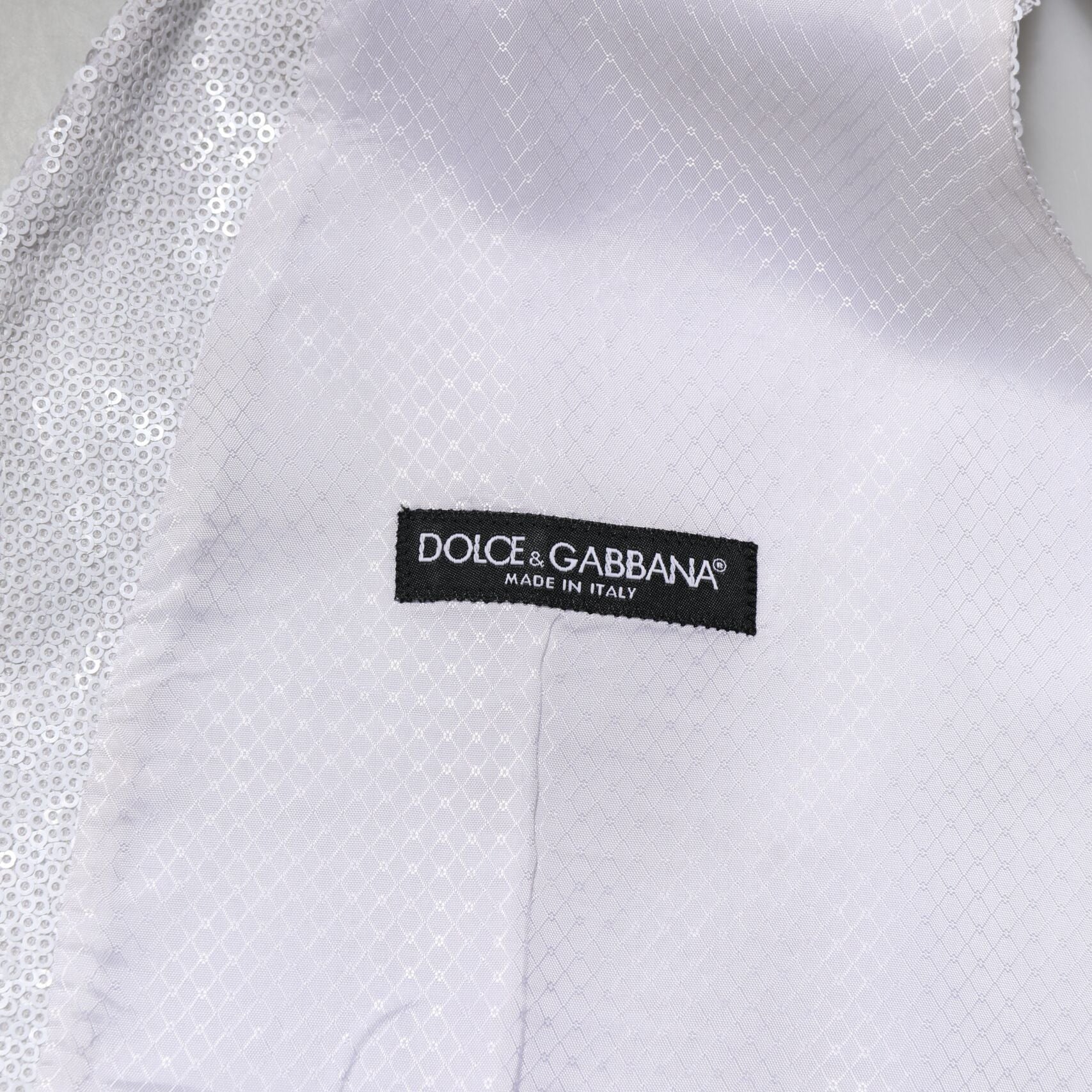 Dolce & Gabbana White Sequined Dress Formal Waistcoat Vest