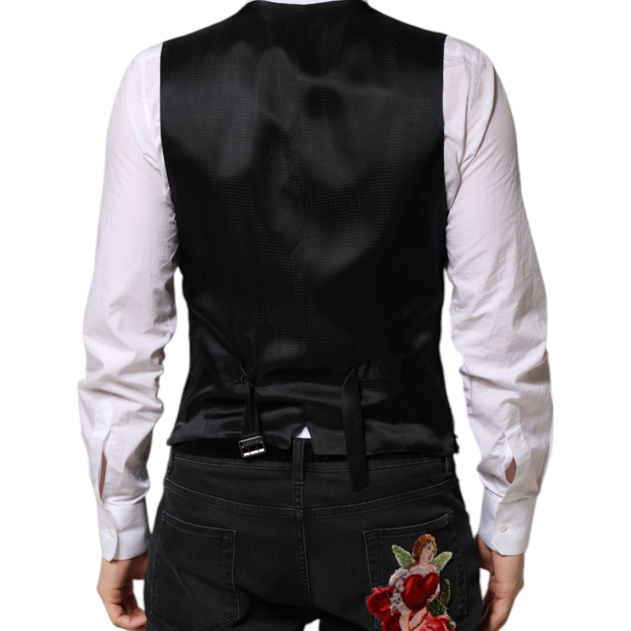 Dolce & Gabbana Red Sequined Dress Formal Men Waistcoat Vest