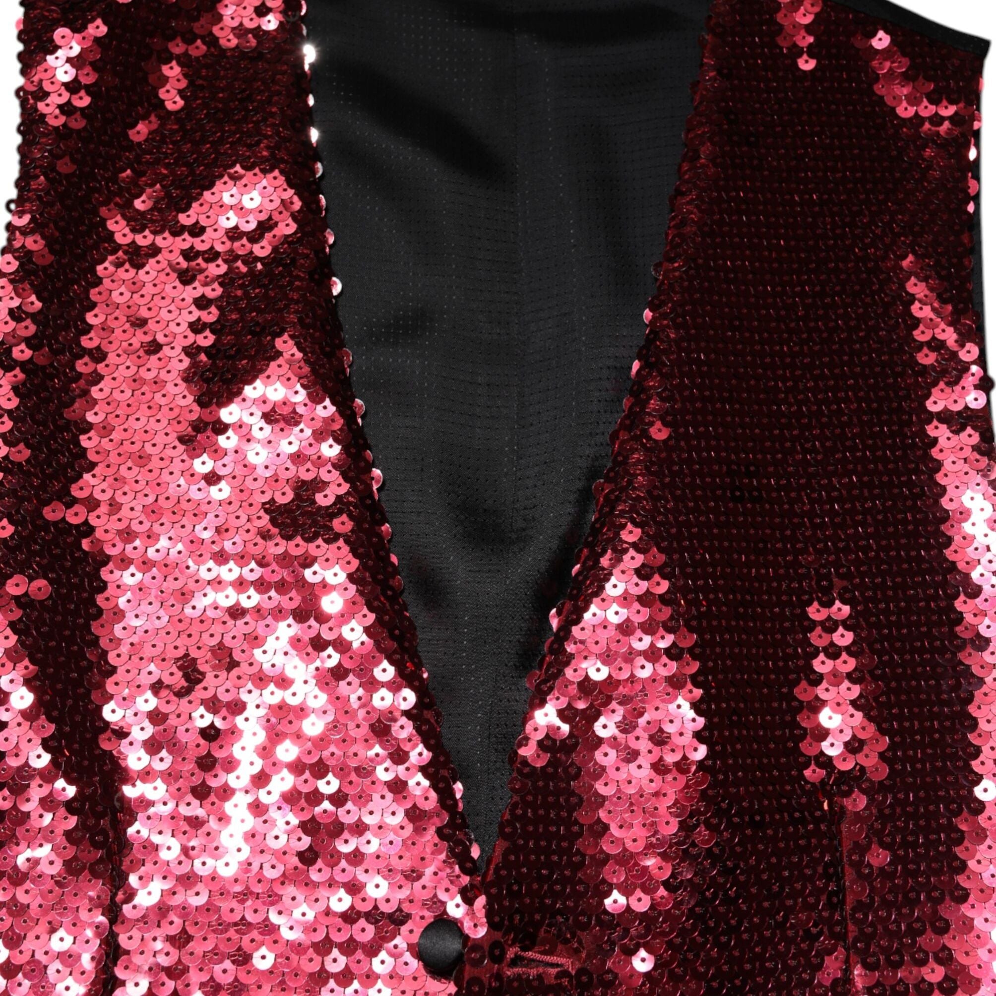 Dolce & Gabbana Red Sequined Dress Formal Men Waistcoat Vest