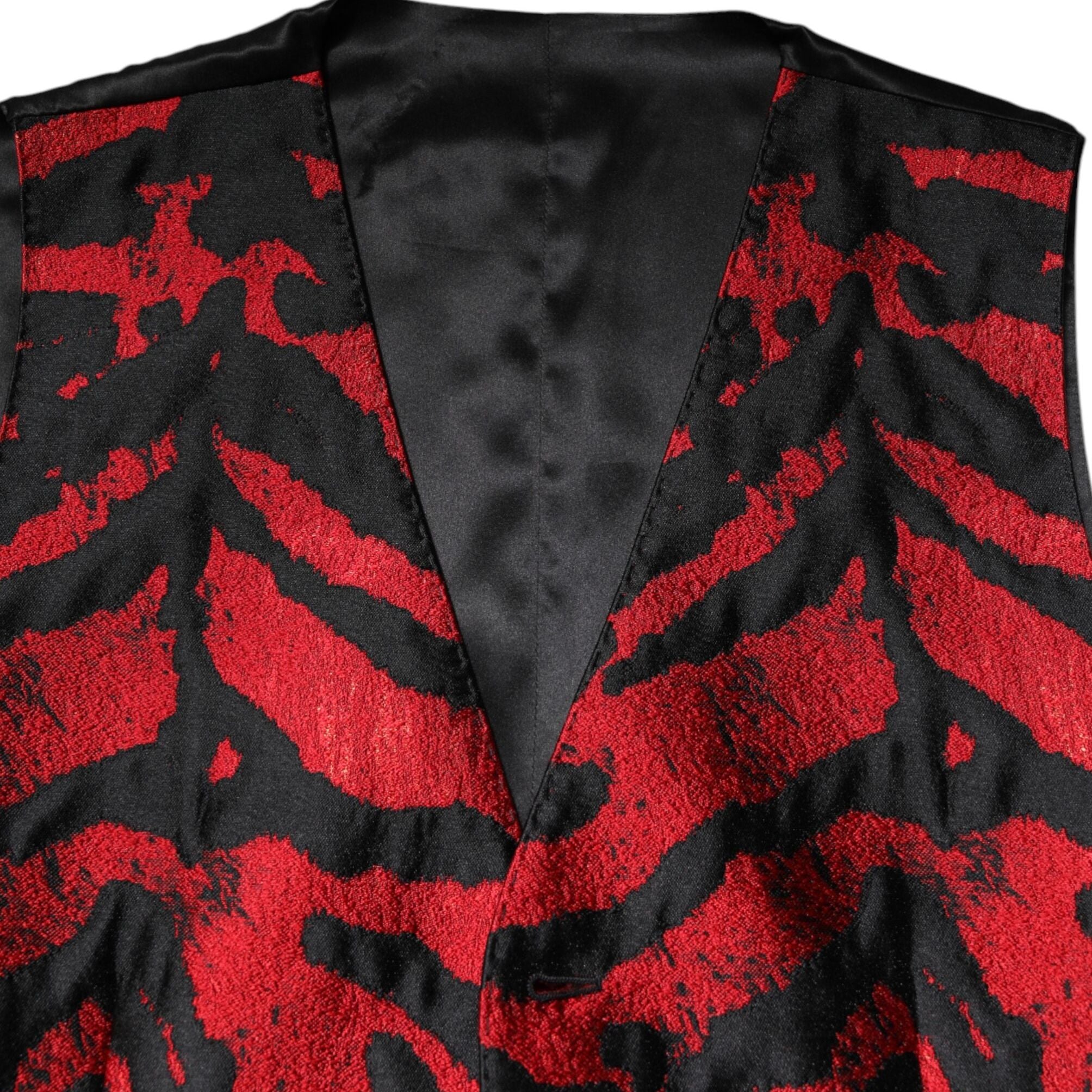 Dolce & Gabbana Red Black Stripe Dress Formal Waistcoat Vest