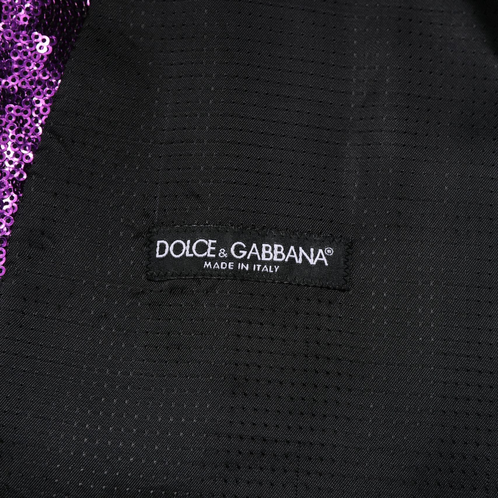 Dolce & Gabbana Purple Sequined Dress Formal Waistcoat Vest